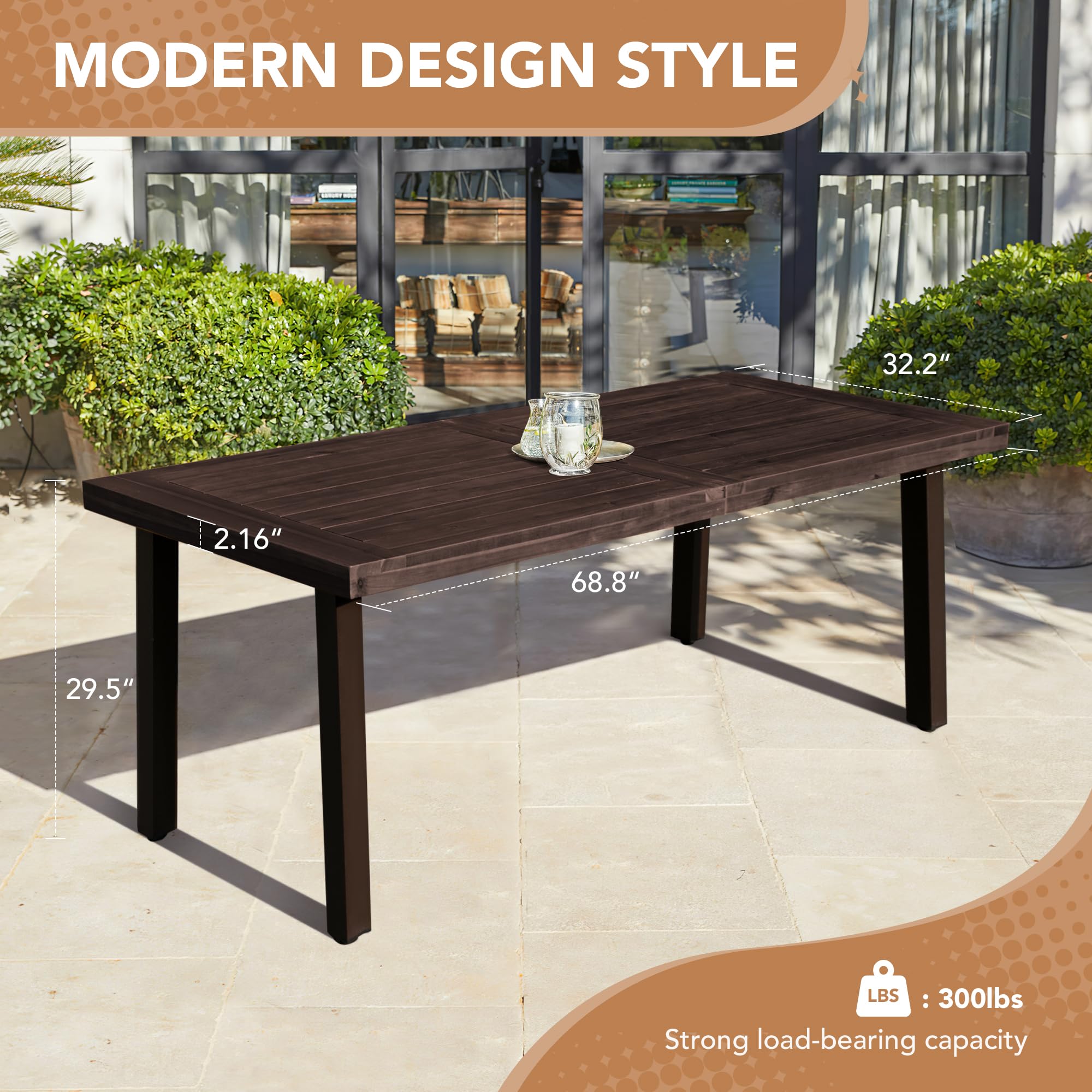 Farmhouse Wood Dining Table with Iron Legs
