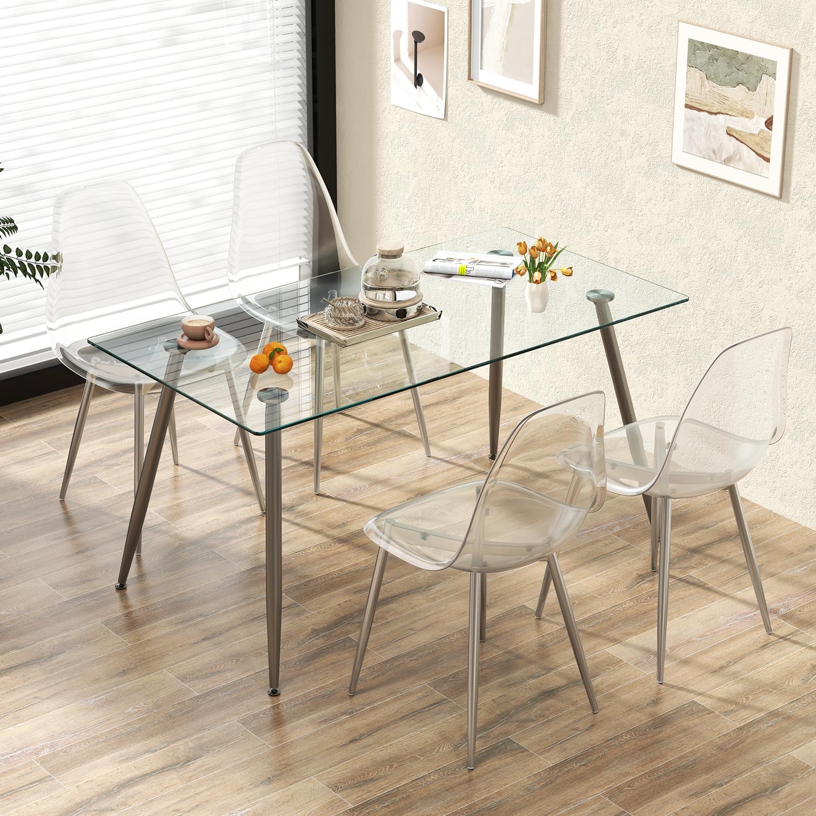 Sleek Glass Dining Set for 4