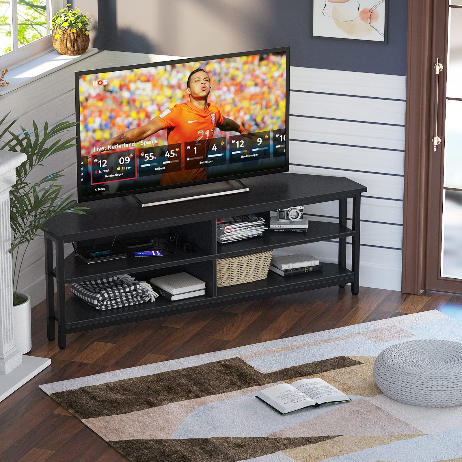 Rustic Corner TV Stand with Outlets