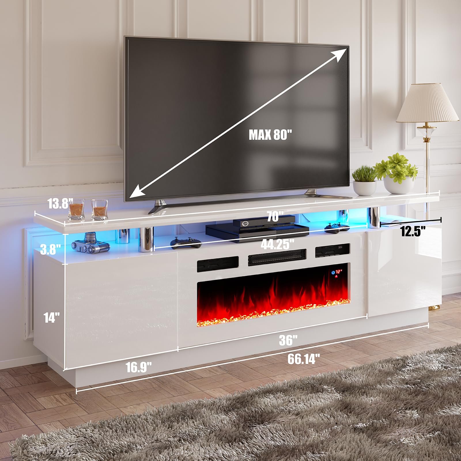 Fireplace TV Stand with 36" Fireplace,