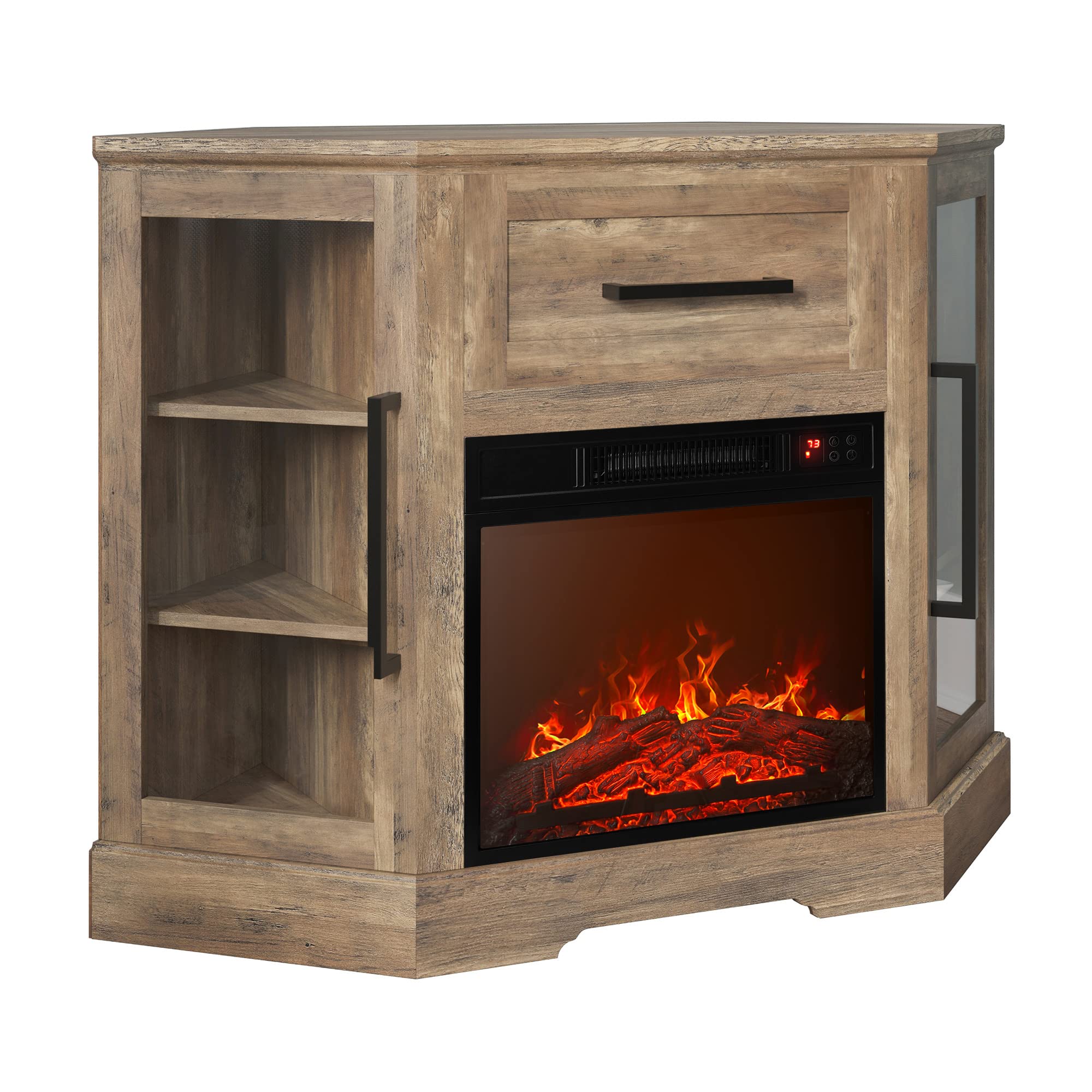 Corner TV Stand with Electric Fireplace Heater