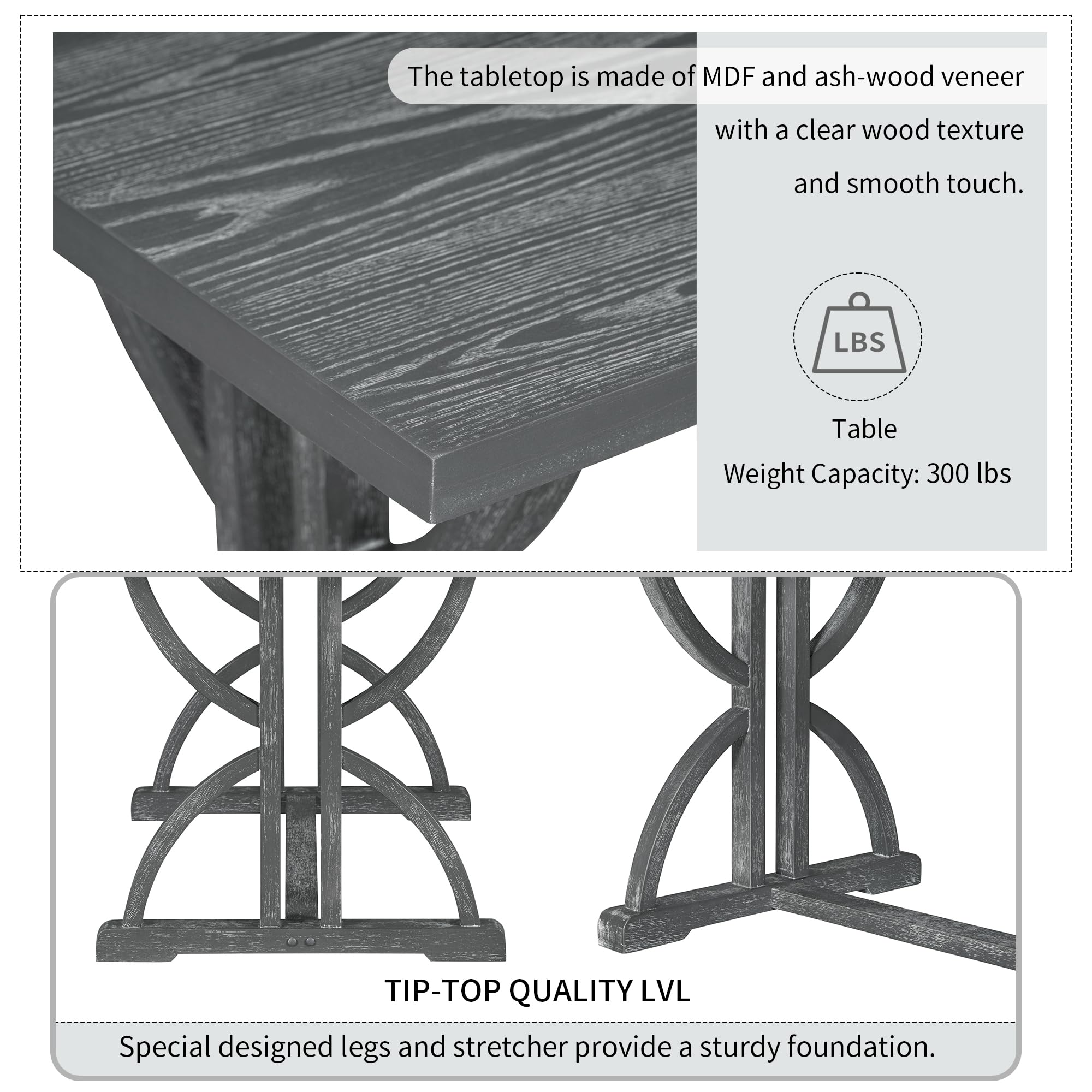 6-Piece Retro Wood Dining Set