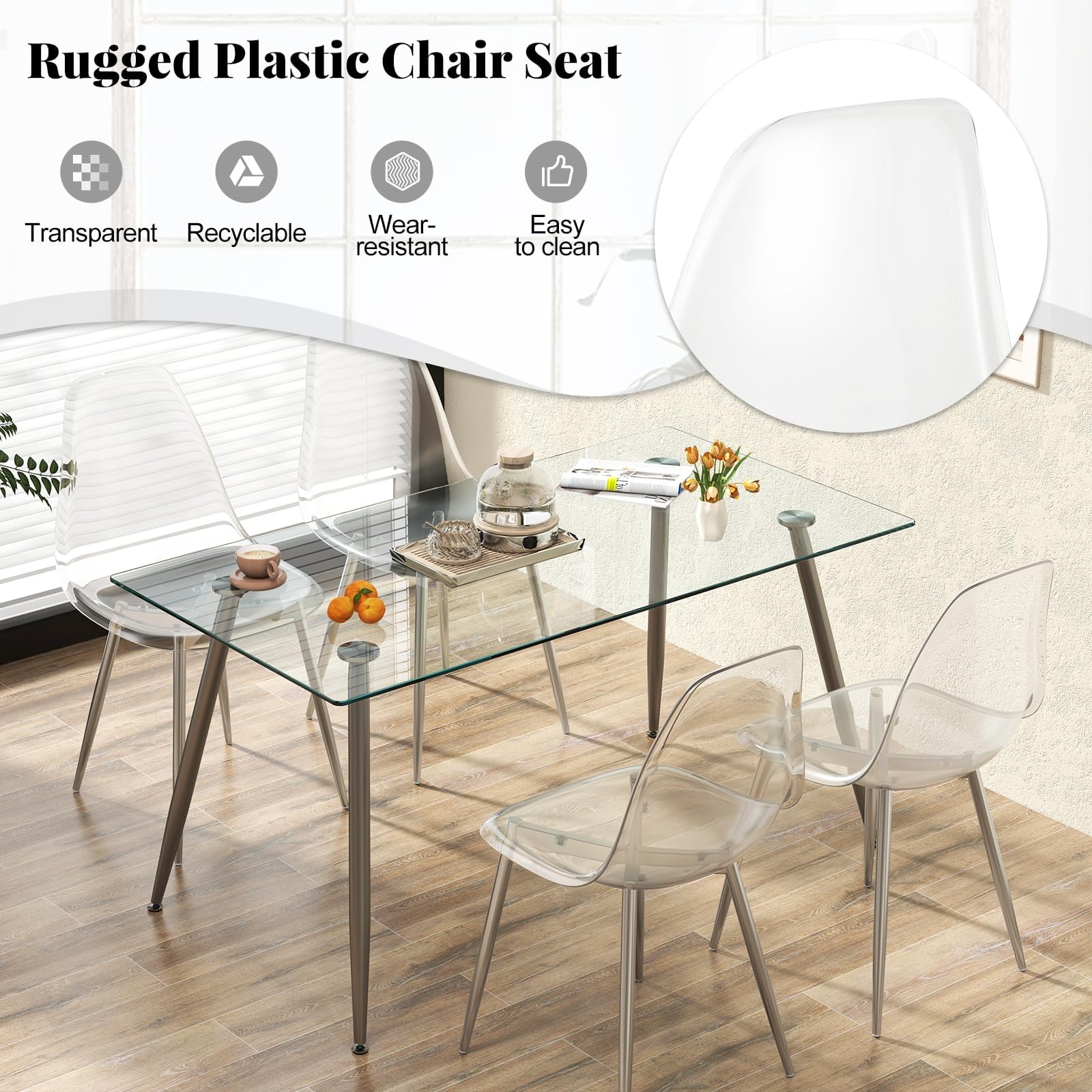 Sleek Glass Dining Set for 4