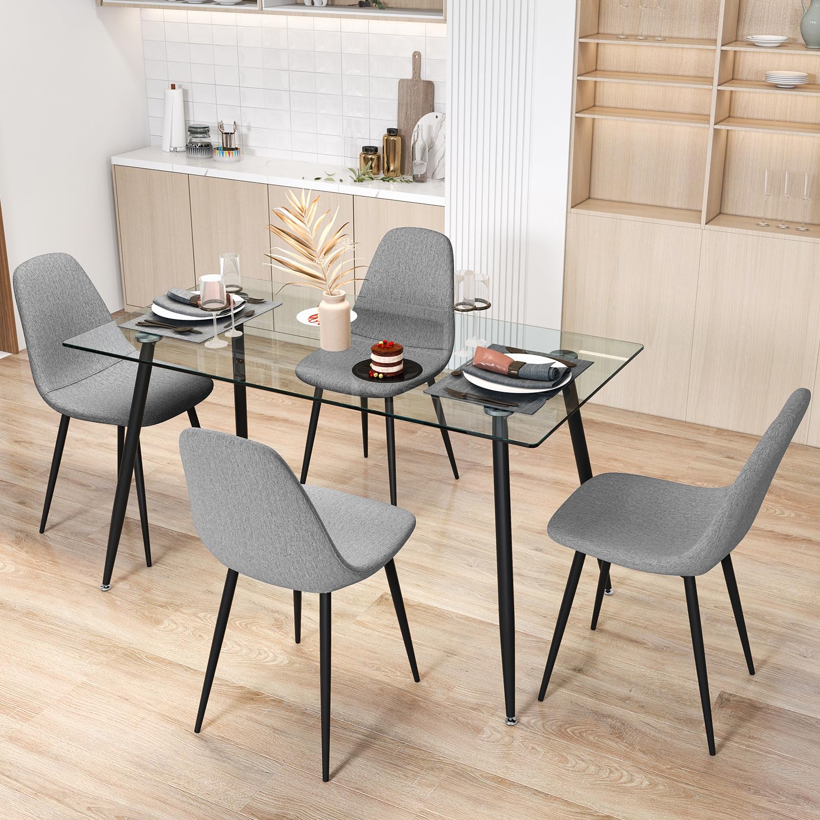 Sleek Glass Dining Set for 4