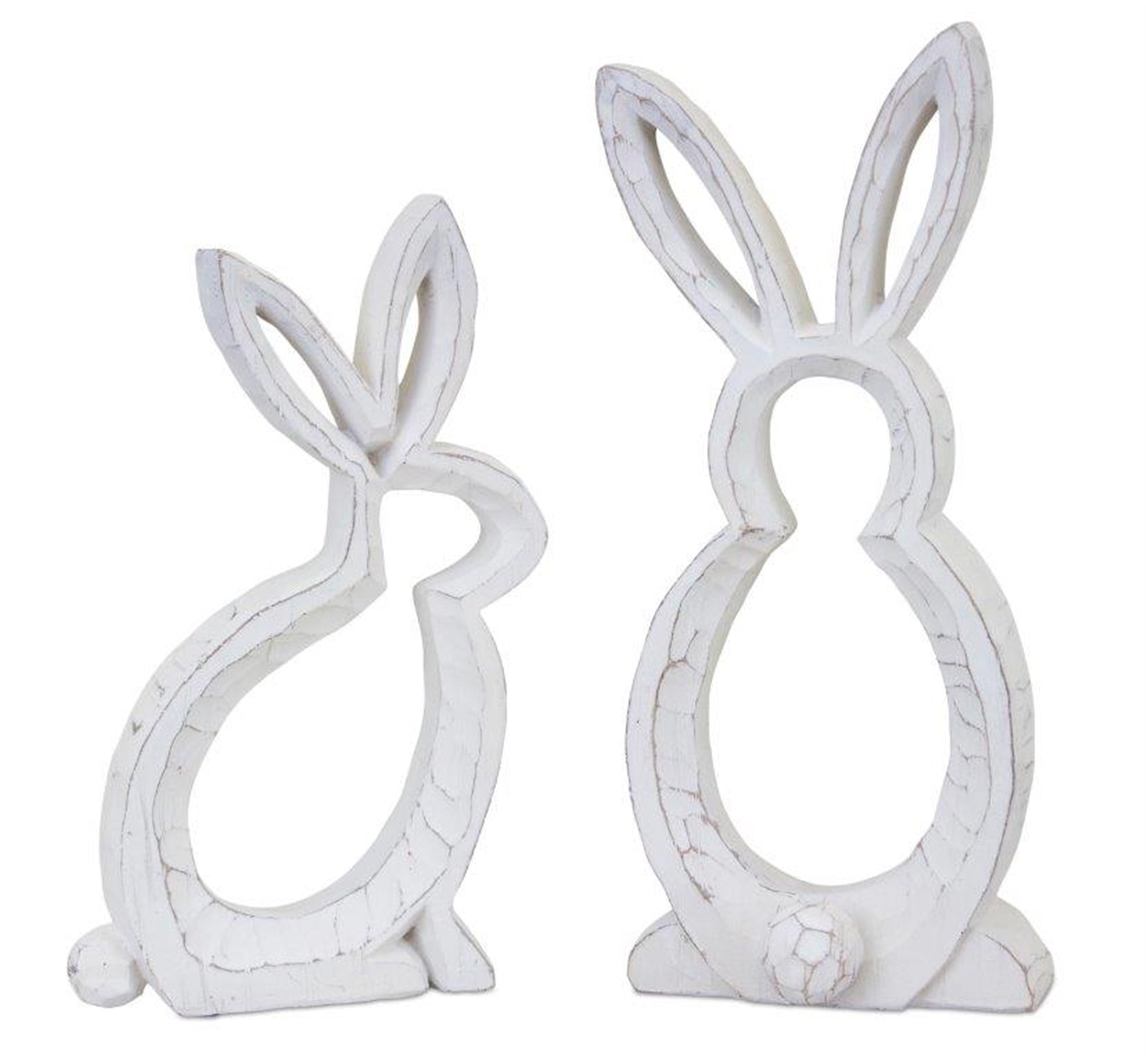 Carved Stone Bunny Outline Decor (Set of 2)