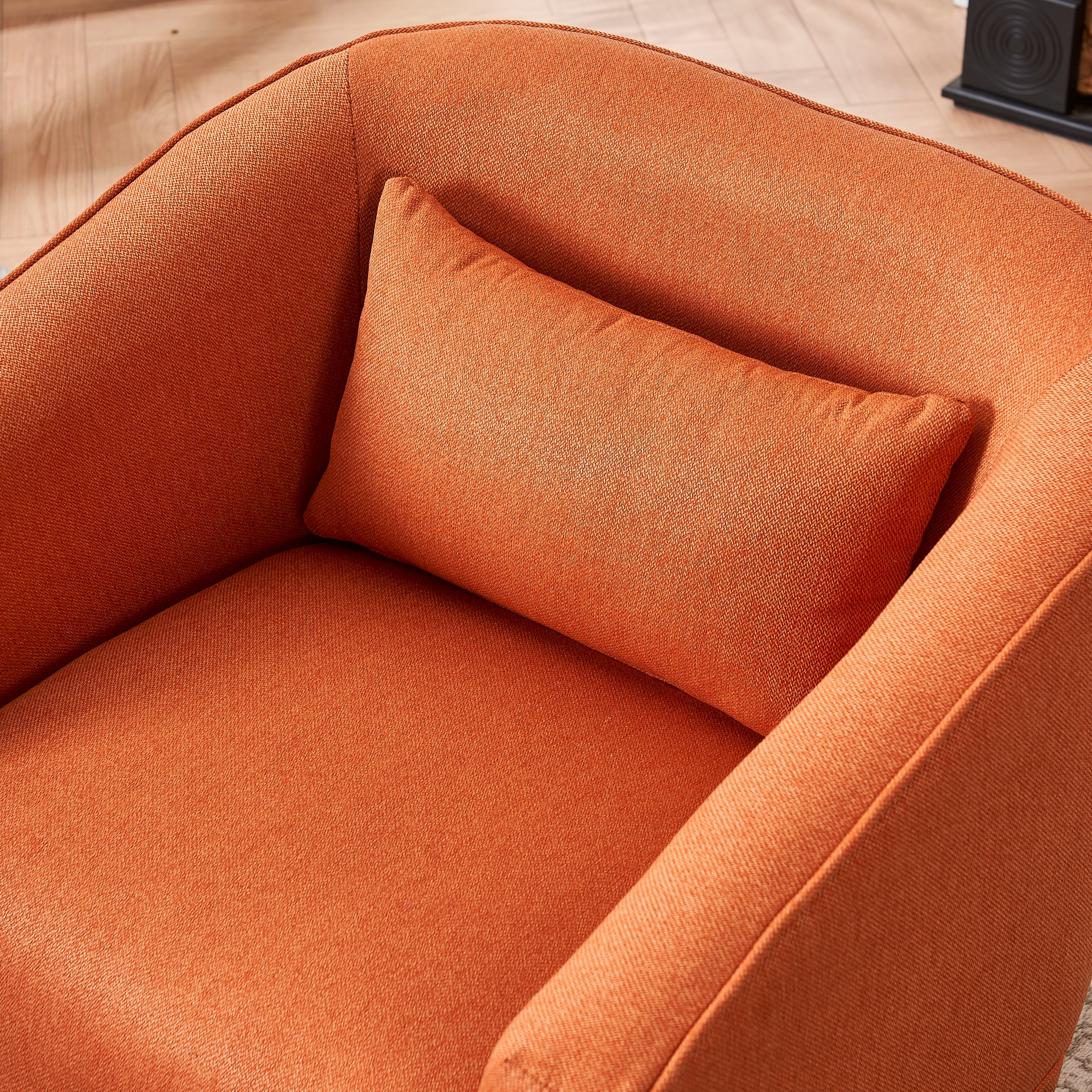 Swivel Barrel Chair With Ottoman, Swivel Accent Chairs Armchair  (Orange)