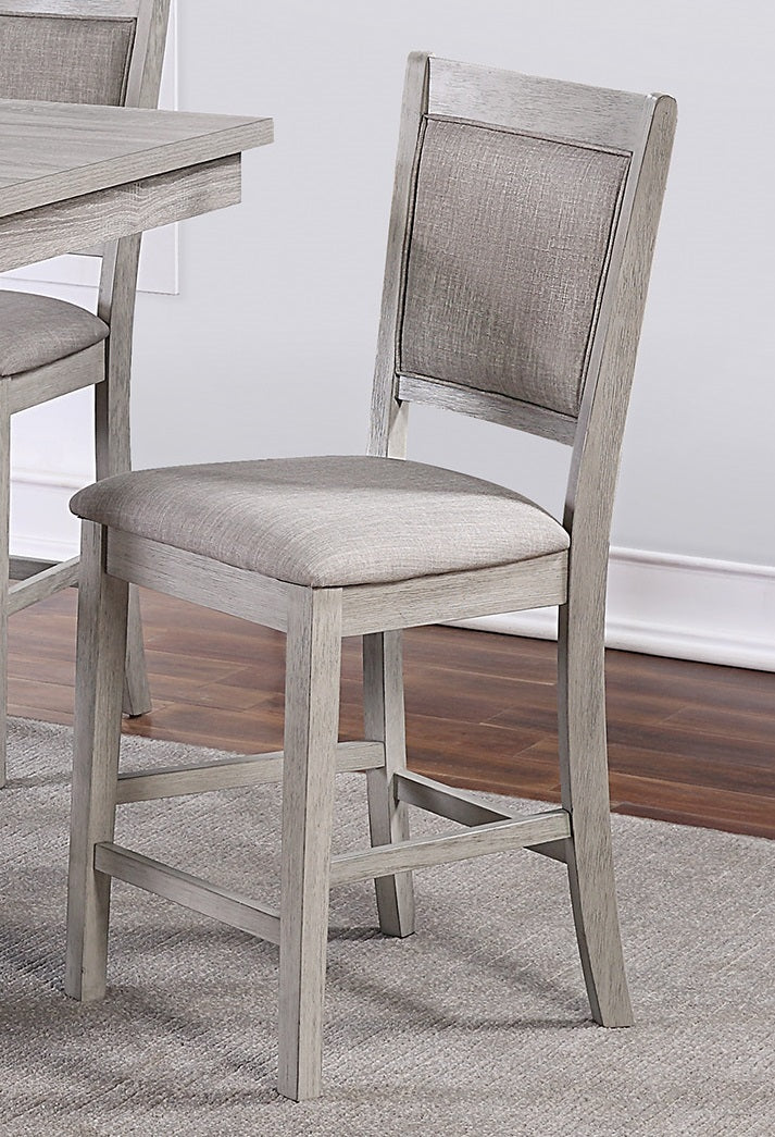 Dining Room Furniture Counter Height 5pc Set Square Table w Shelves Cushion Chairs Modern Style Rustic Grey