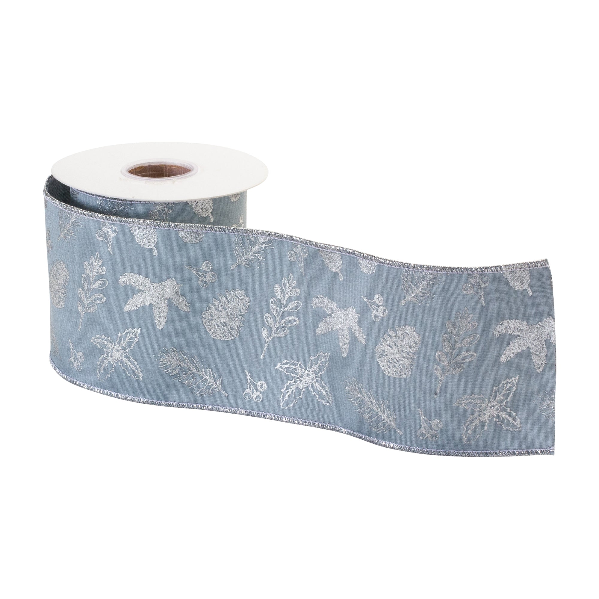 Winter Foliage Print Ribbon 4" x 10 yds.