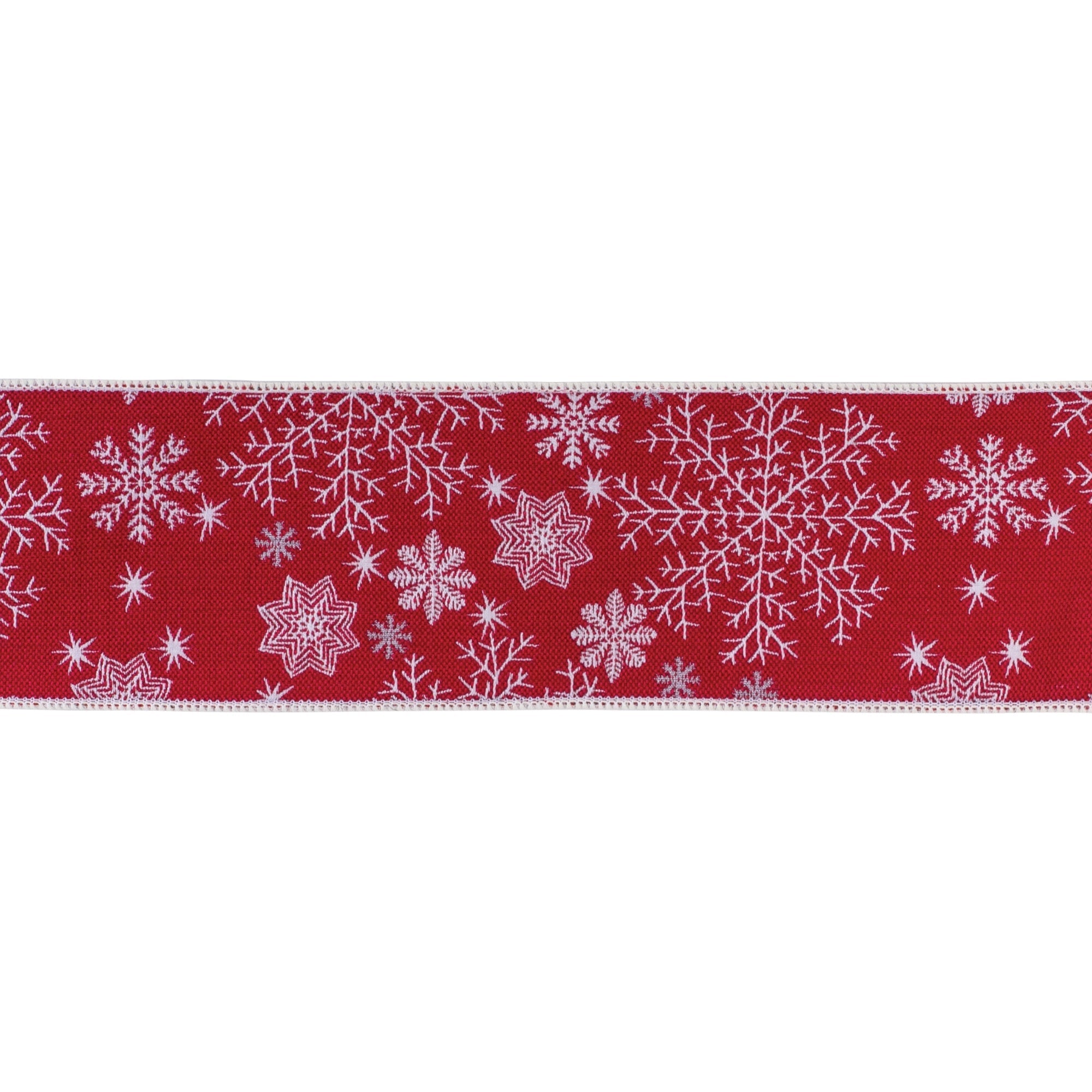 Red Snowflake Holiday Ribbon 4" x 5 yds.