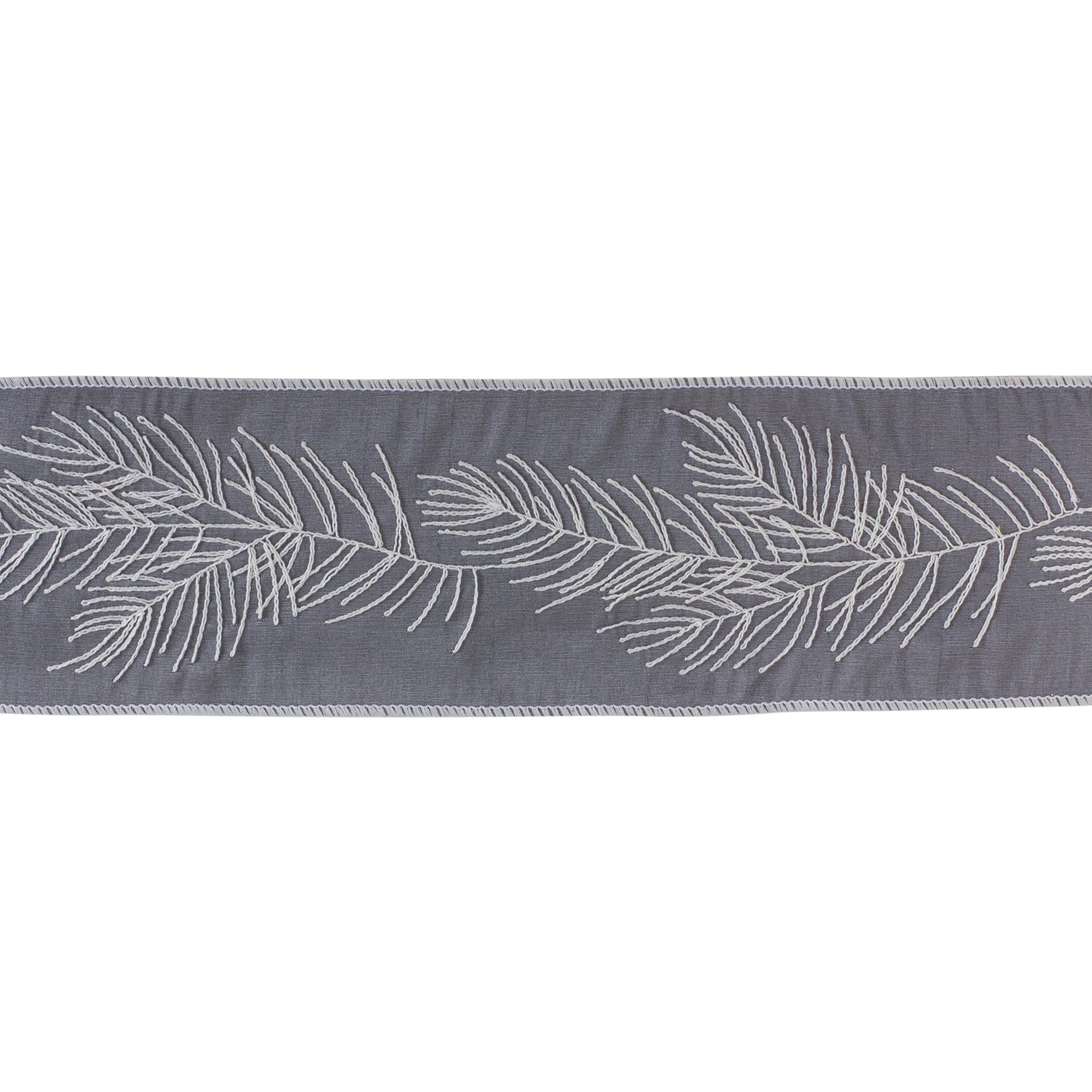 Grey Embroidered Pine Ribbon (Set of 2)