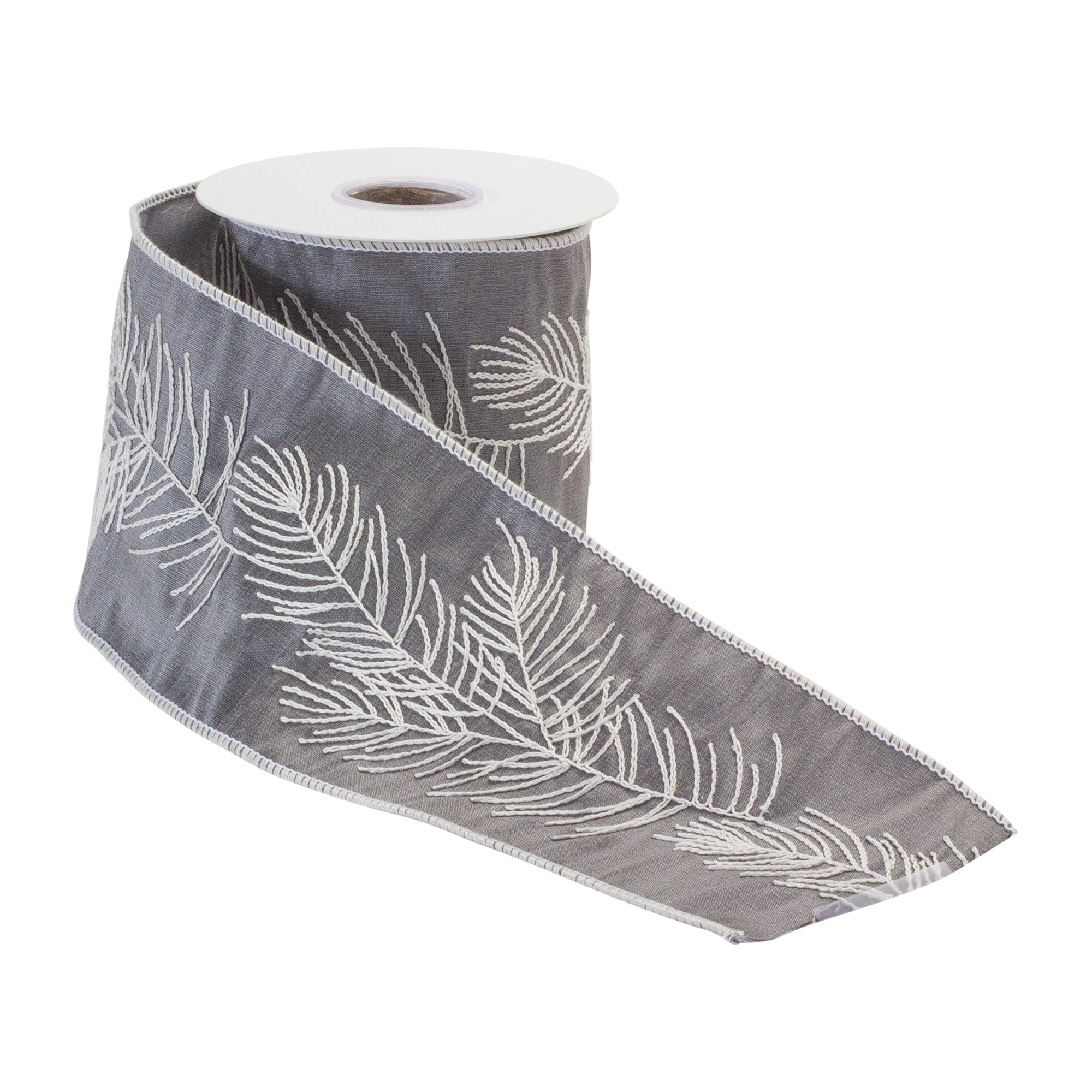 Grey Embroidered Pine Ribbon (Set of 2)