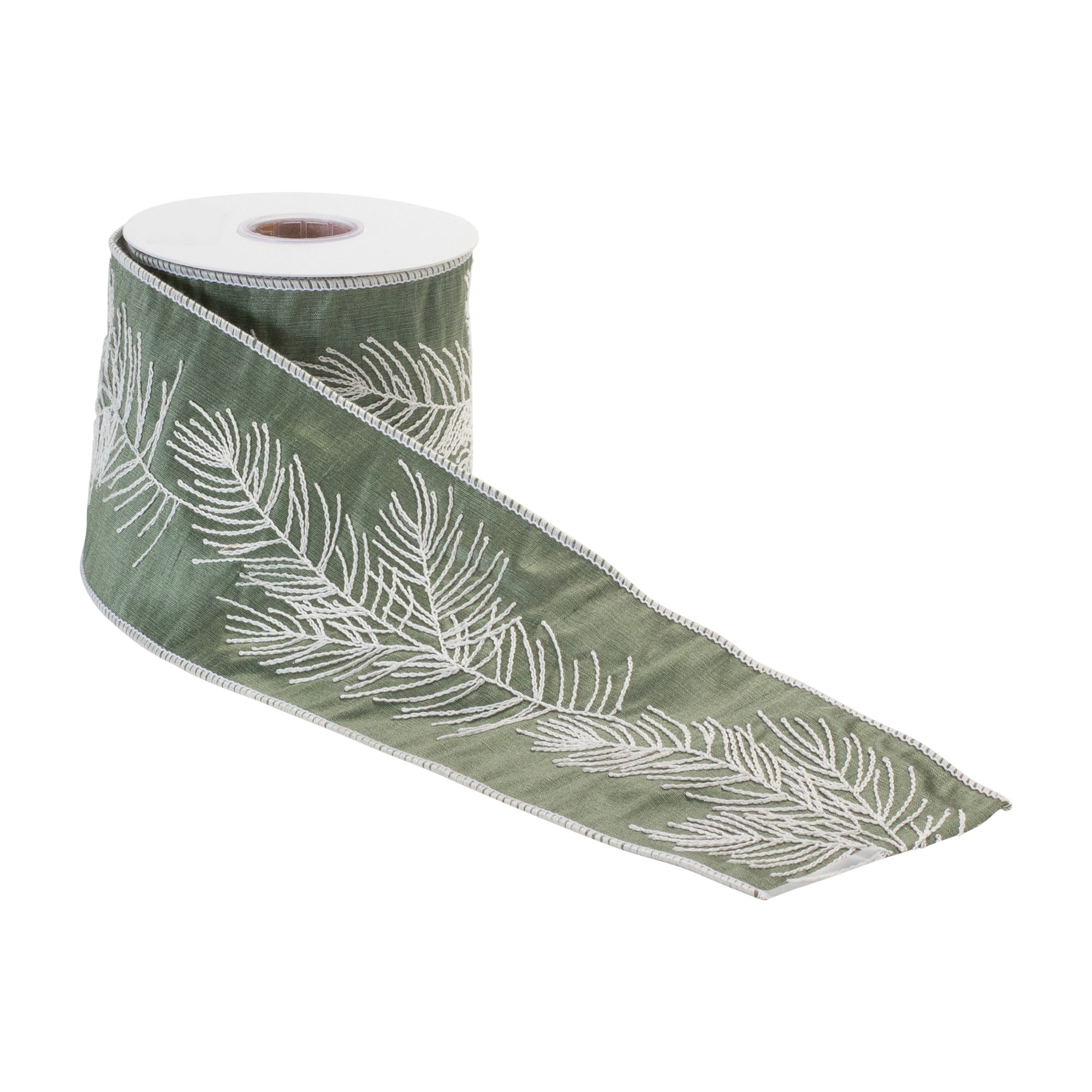 Green Embroidered Pine Ribbon (Set of 2)