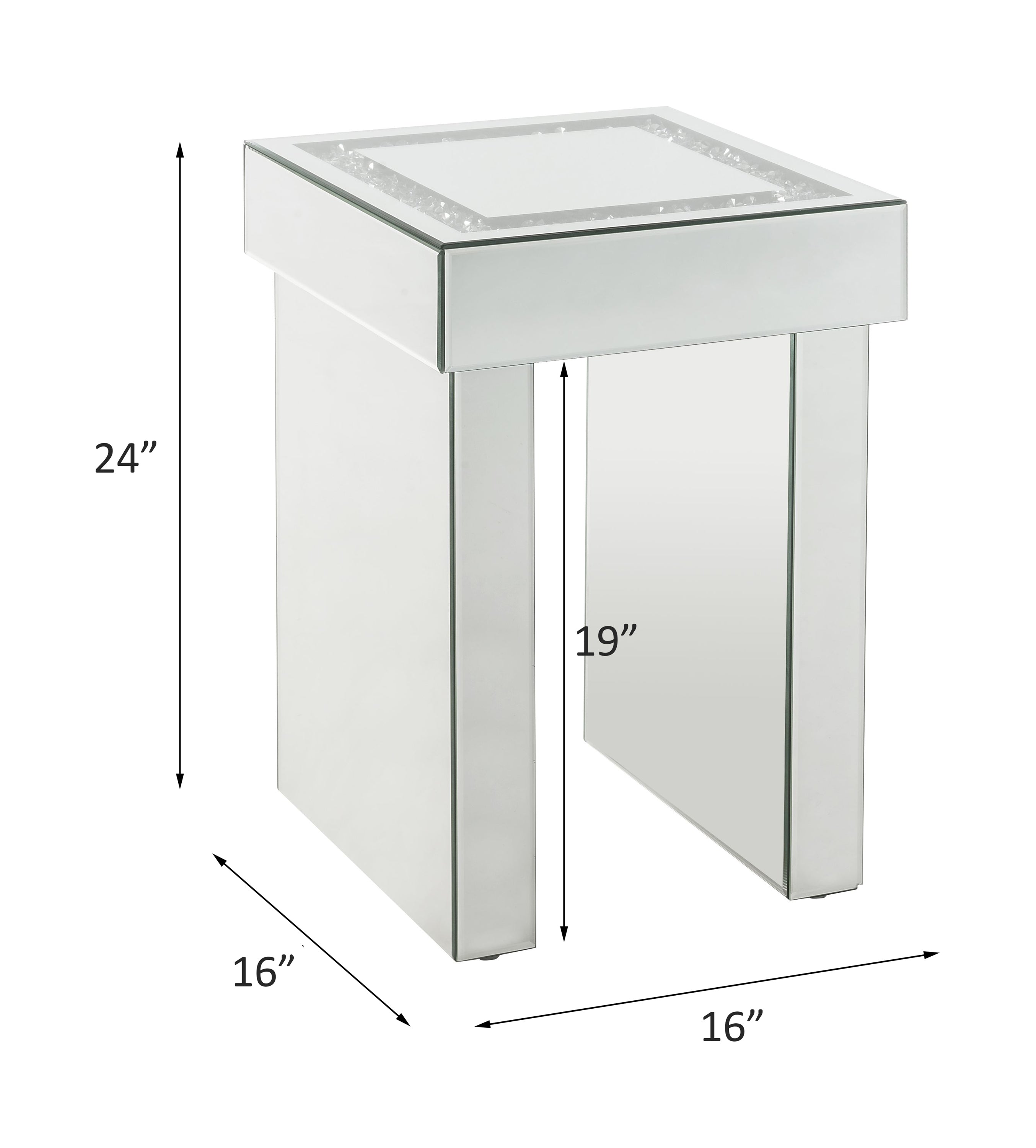 Noralie Mirrored & Faux Diamonds Square End Table