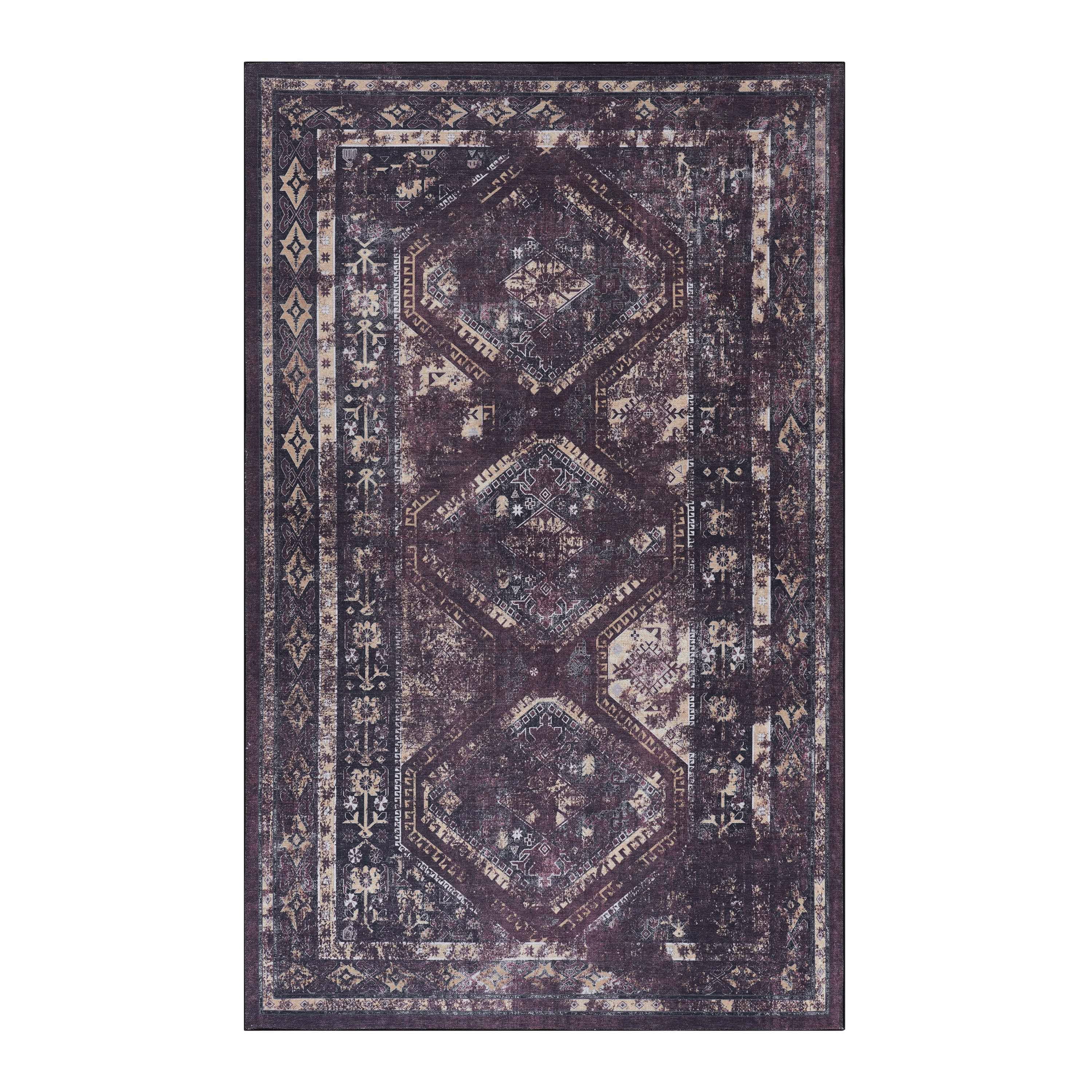 Area Rug 5x8, Washable Rug, Low-Pile, Non-Slip, Non-Shedding, Foldable, Kid & Pet Friendly