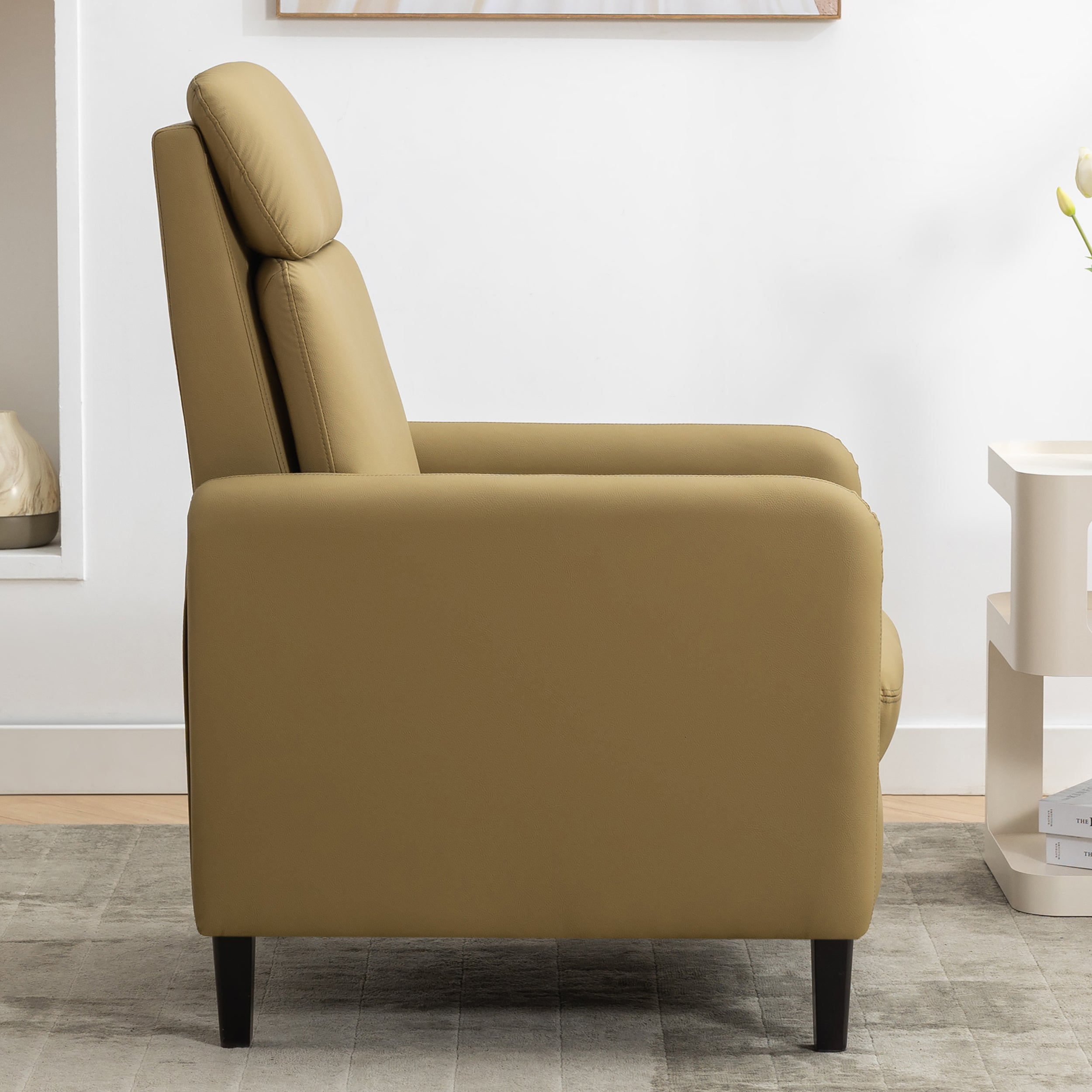 Modern Artistic Color Design Adjustable Recliner Chair , Mustard Green