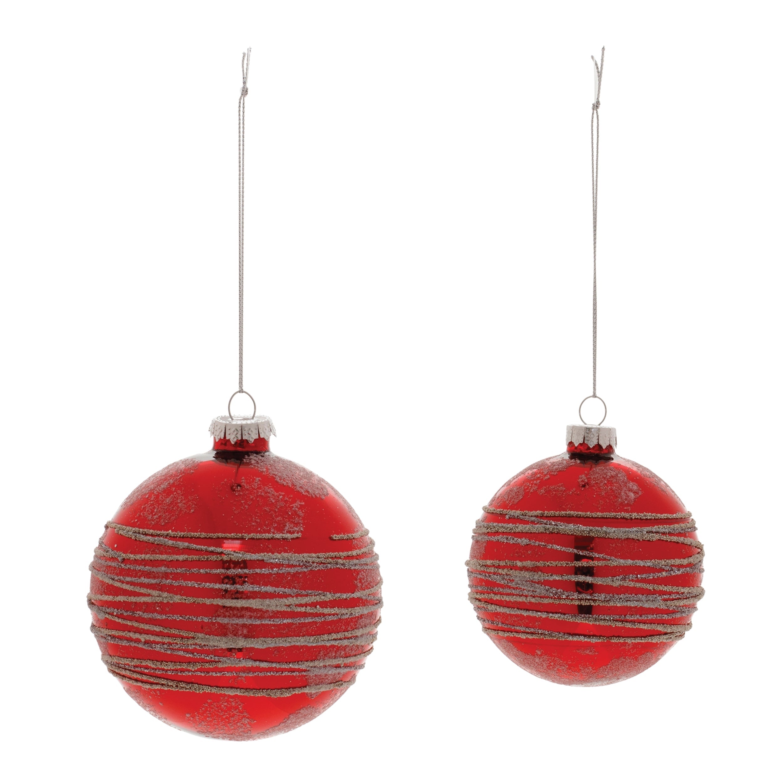 Red Glittered Glass Ball Ornament (Set of 6)