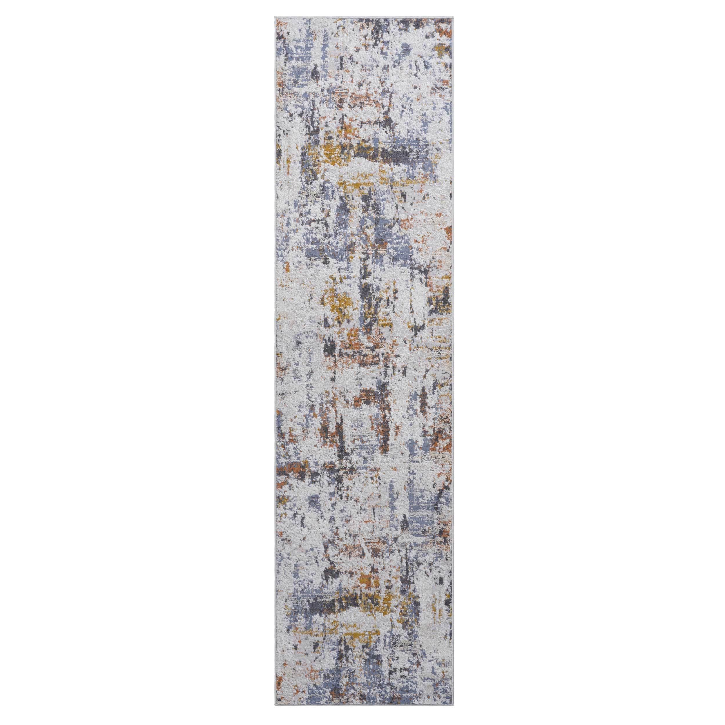 2X8 Ivory/Blue /Abstract Non-Shedding and Stain Resistant Area Rug