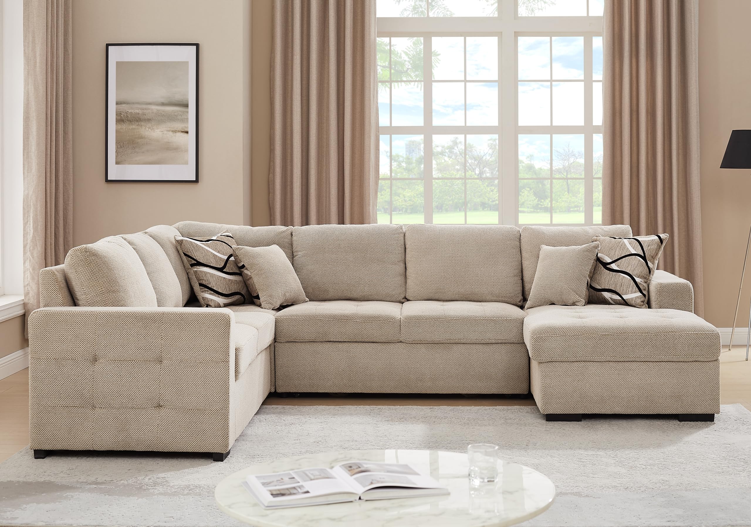 Oversized Sectional Couch with Pull Out Bed