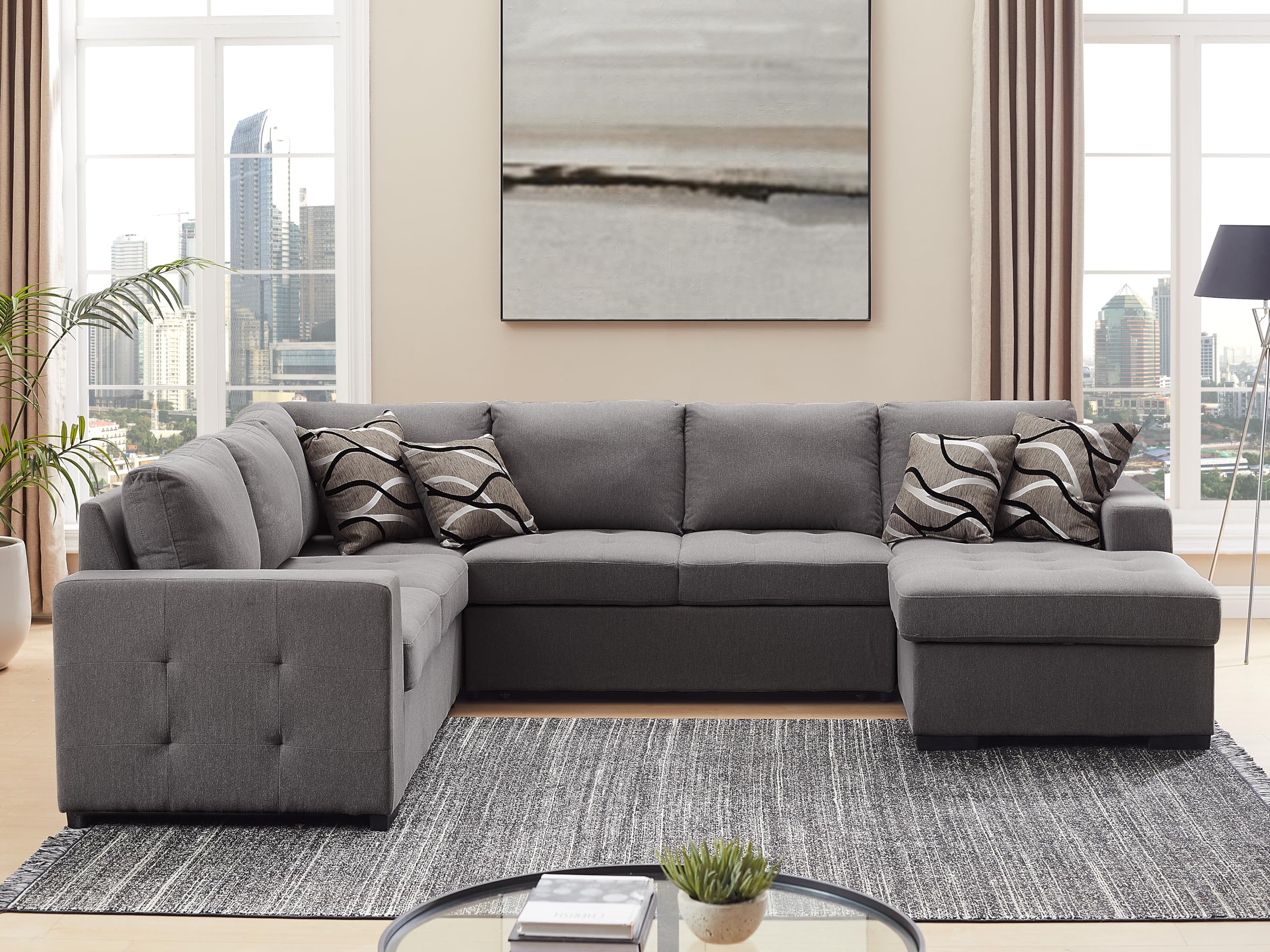 Oversized Sectional Couch with Pull Out Bed