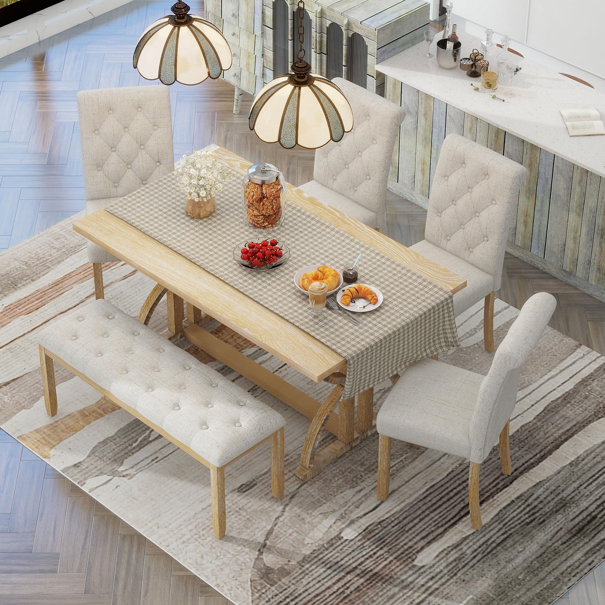 6-Piece Retro Wood Dining Set