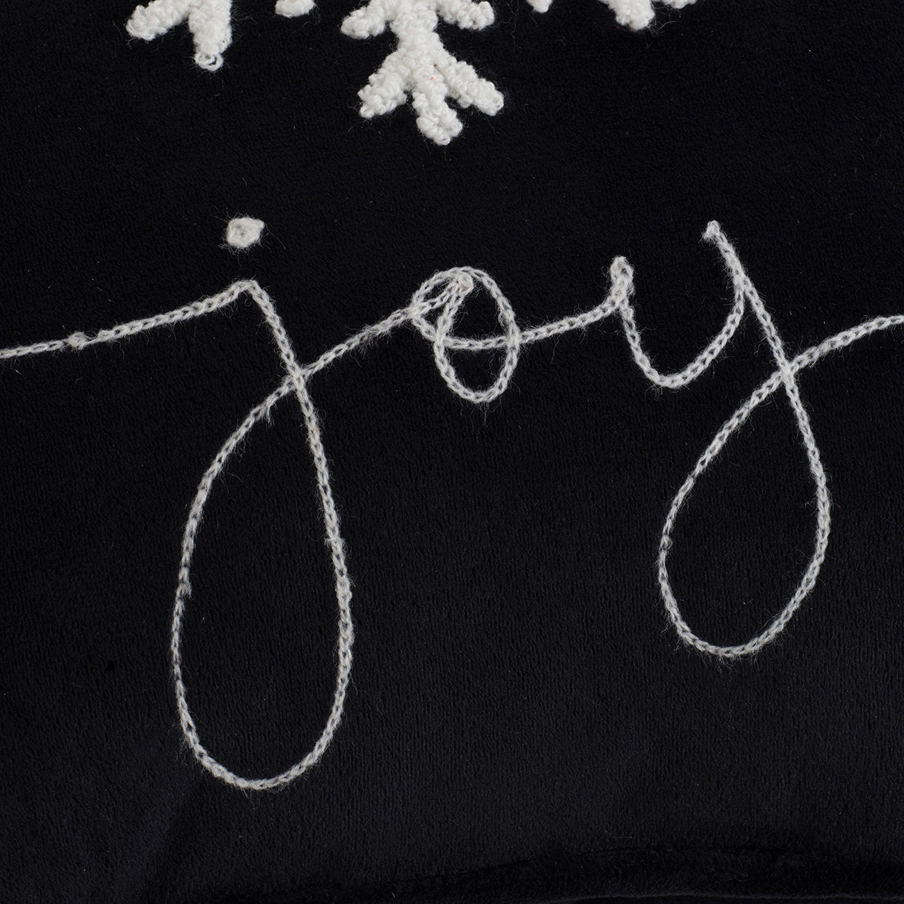 Black Velvet Pillow With Embroidered Joy And Frosty Snowflake  Set of 2, 18x12"