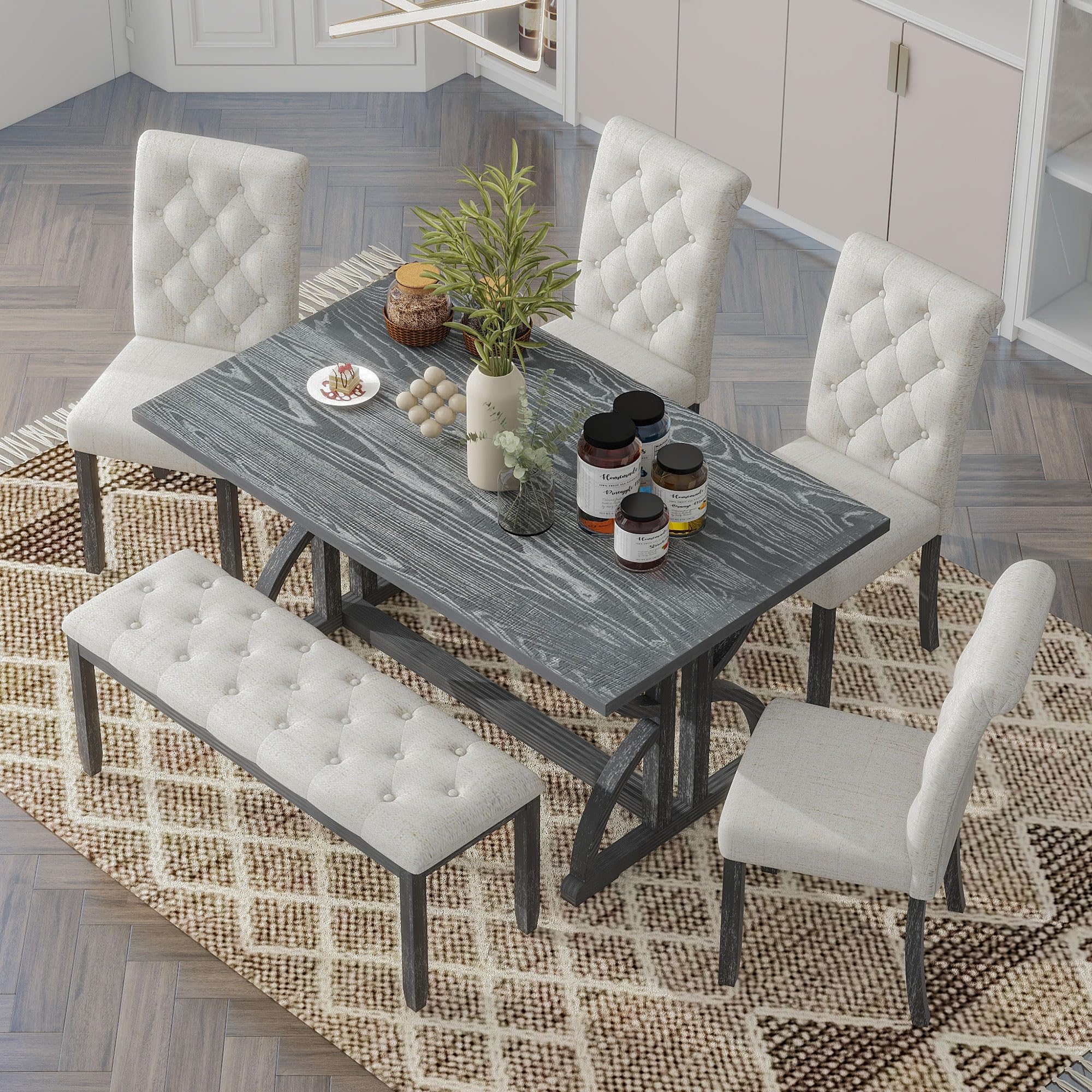 6-Piece Retro Wood Dining Set