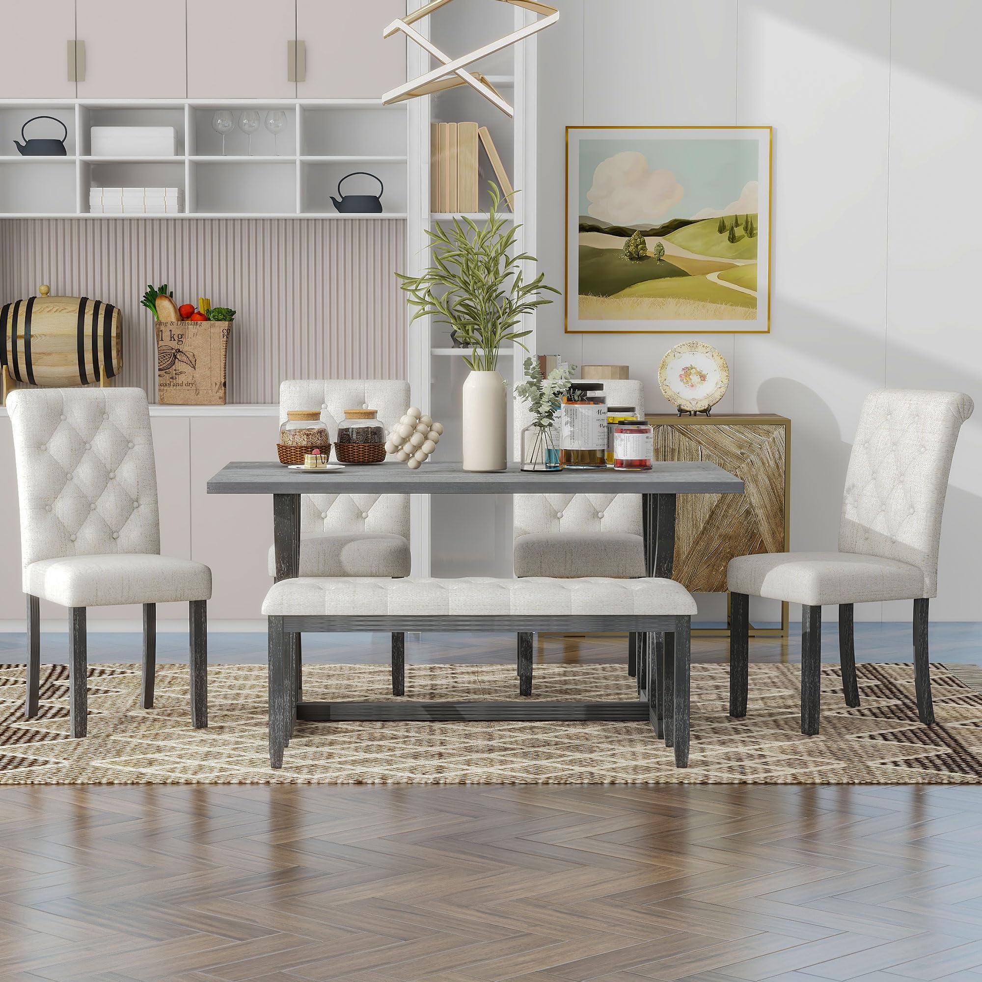 6-Piece Retro Wood Dining Set