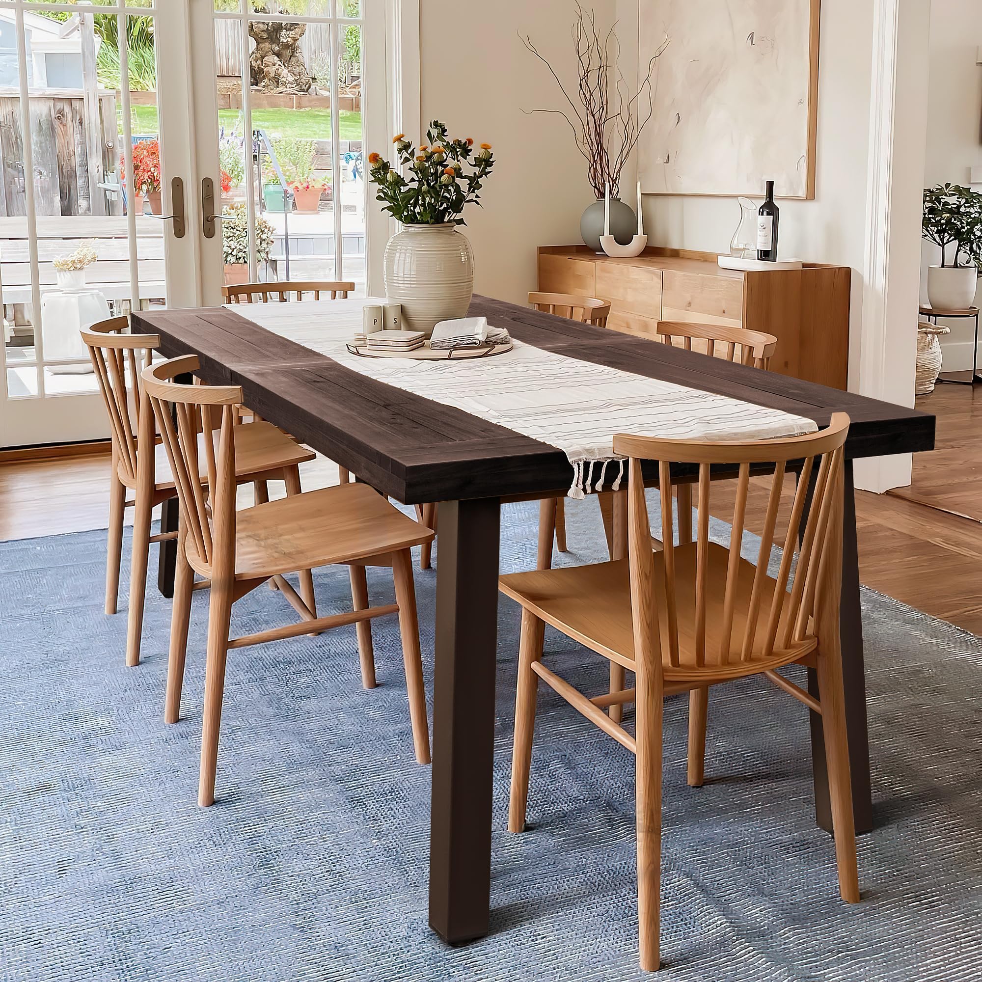 Farmhouse Wood Dining Table with Iron Legs