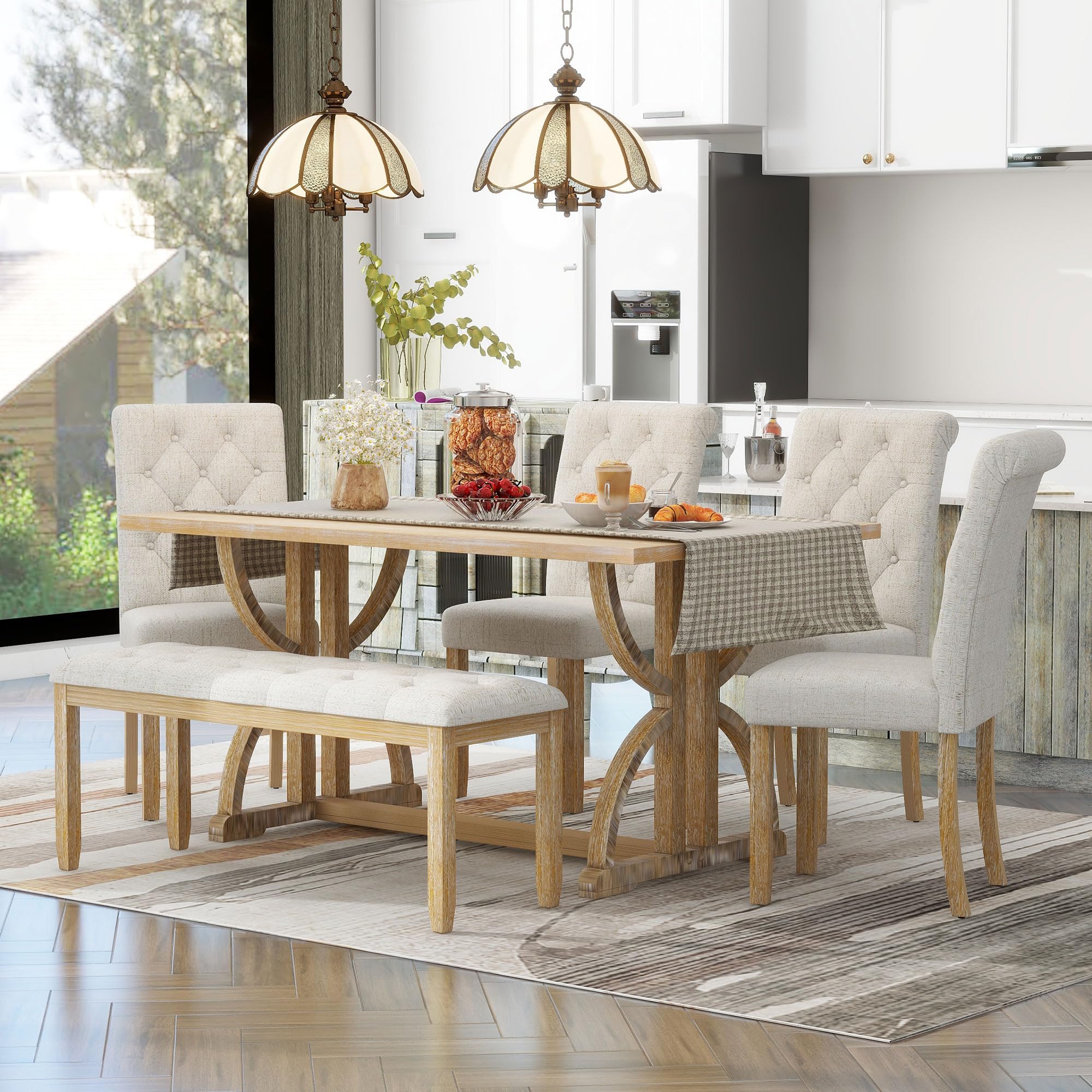 6-Piece Retro Wood Dining Set