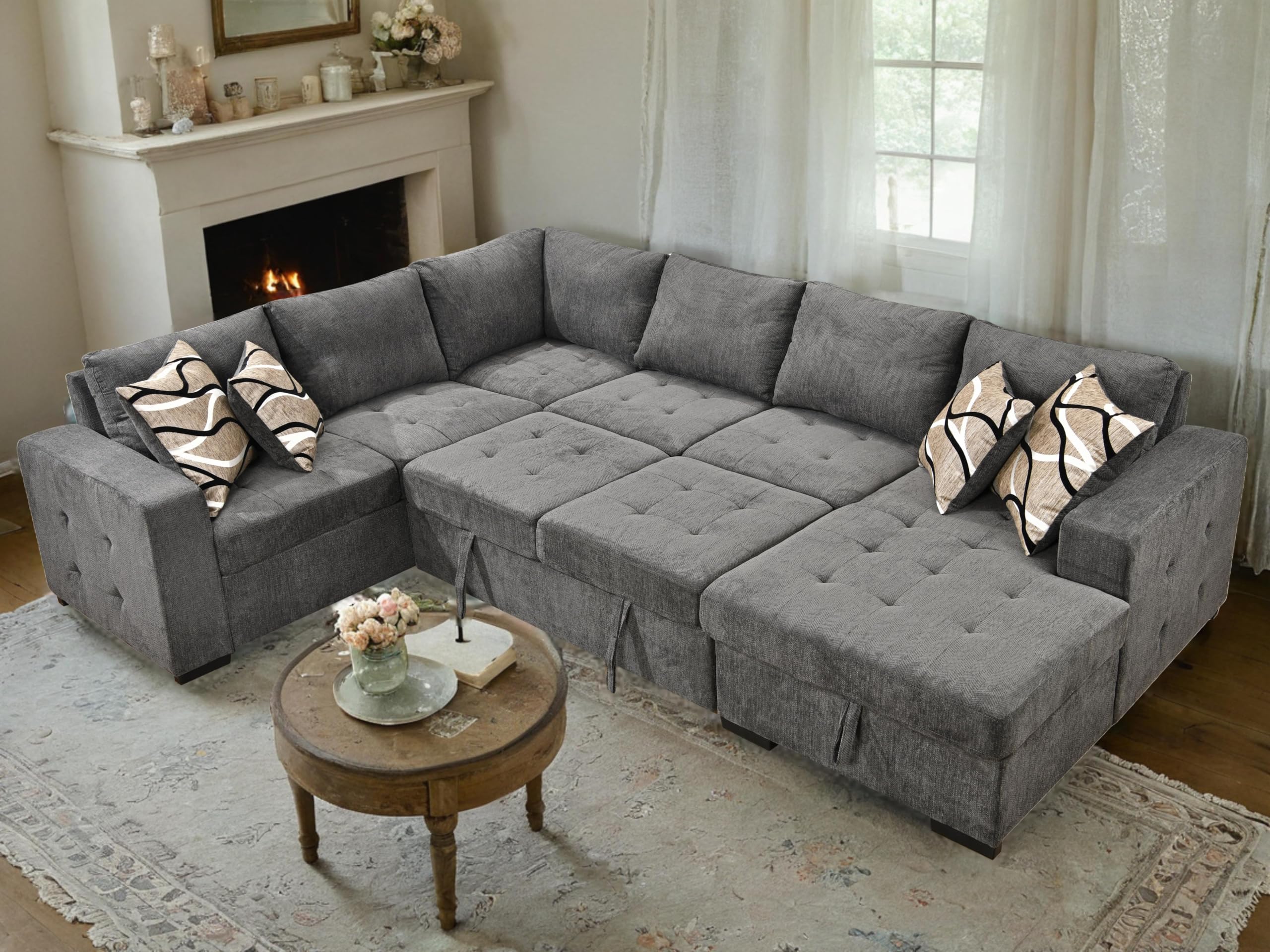 Oversized Sectional Couch with Pull Out Bed