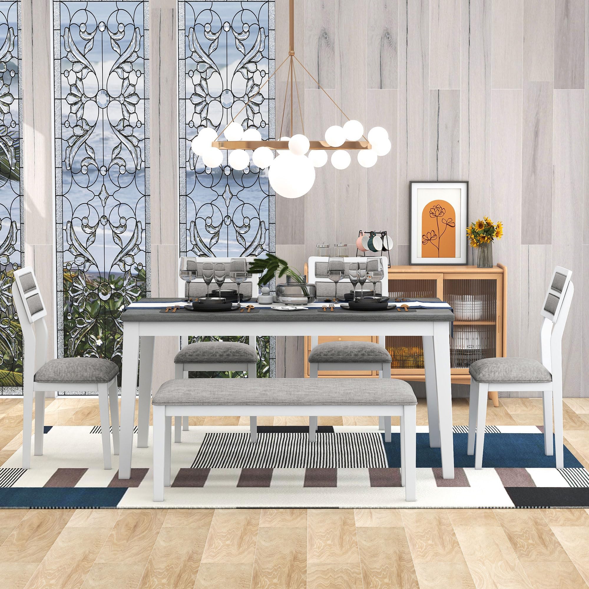 6-Piece Retro Wood Dining Set