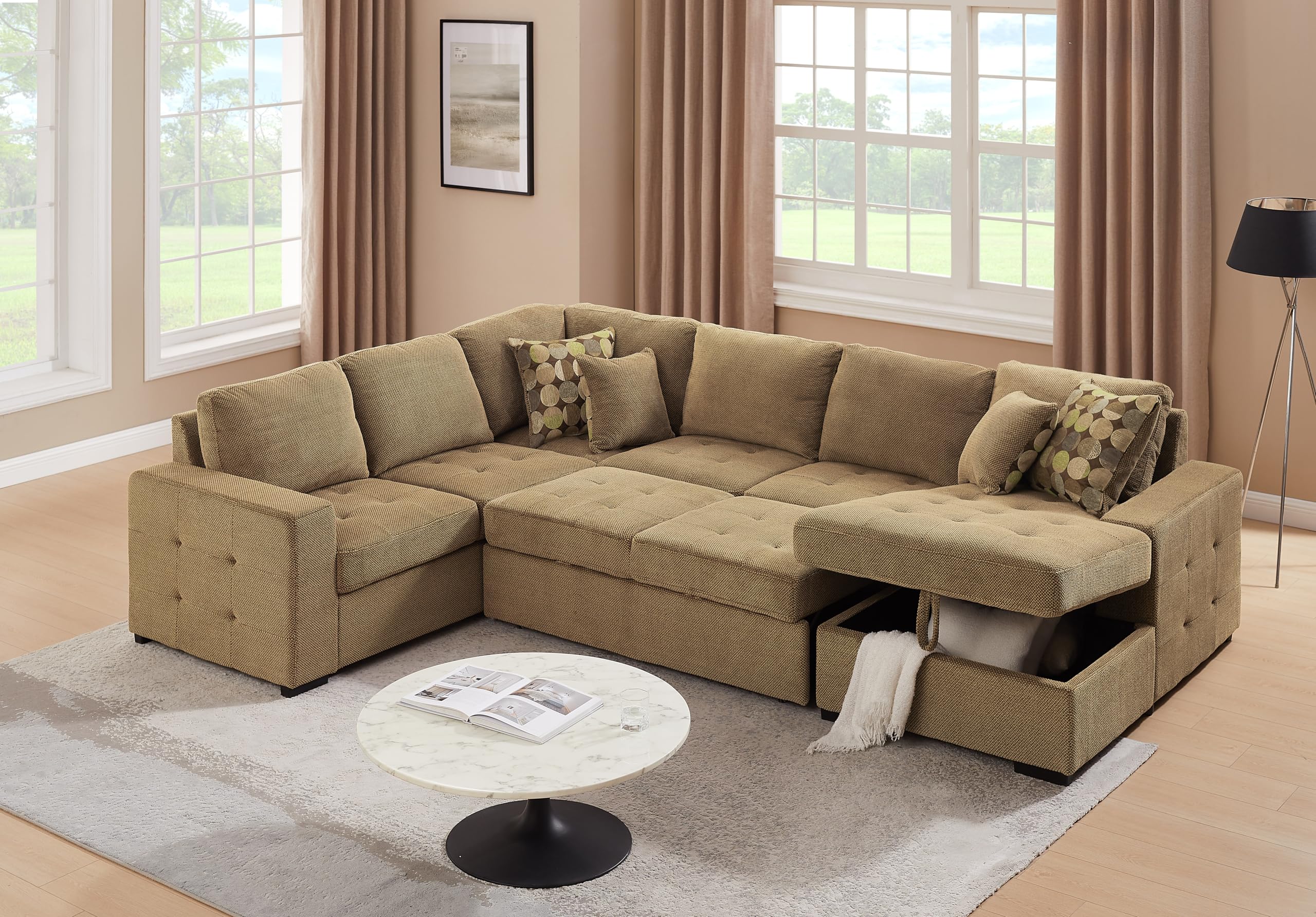 Oversized Sectional Couch with Pull Out Bed