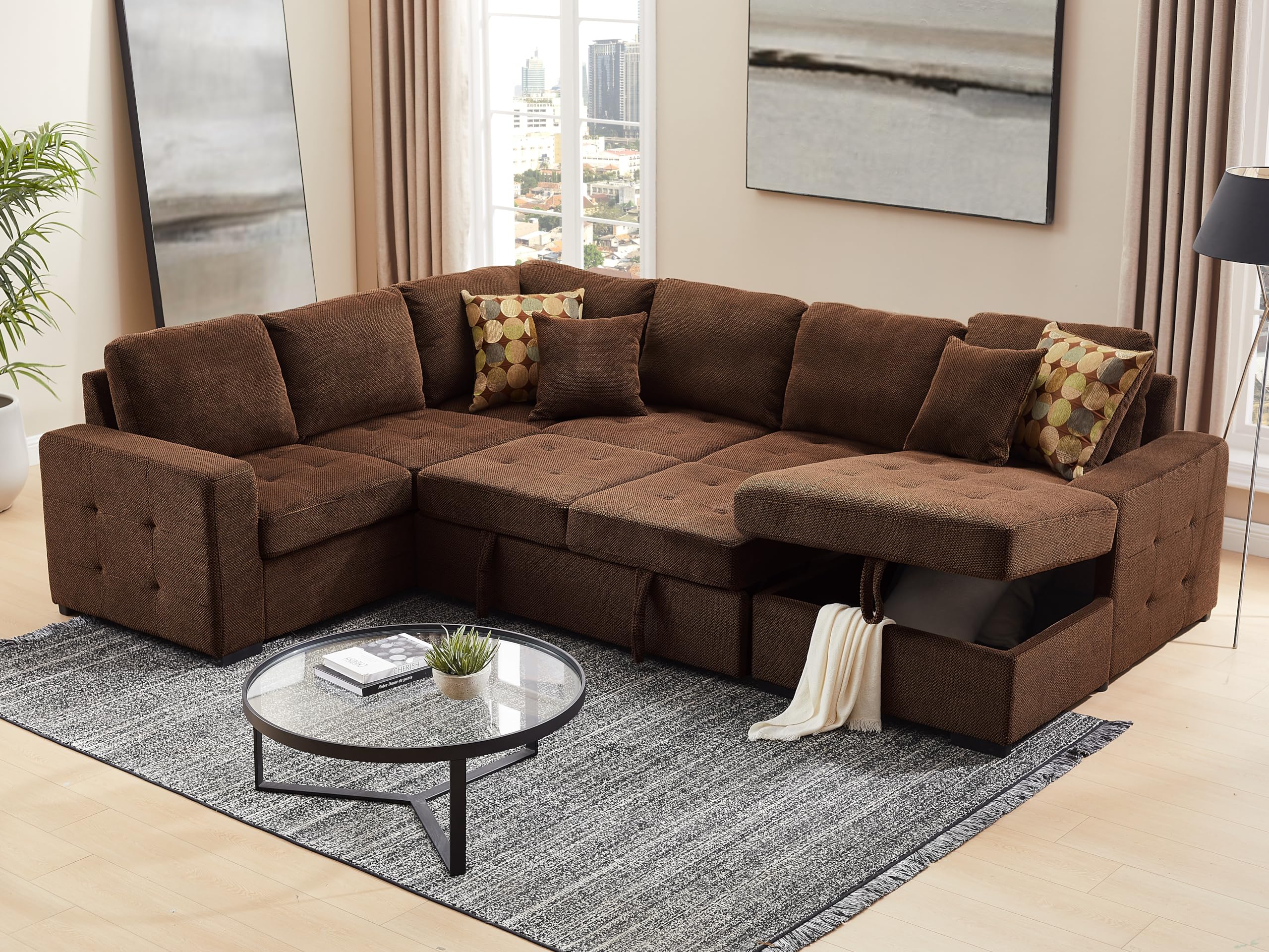 Oversized Sectional Couch with Pull Out Bed