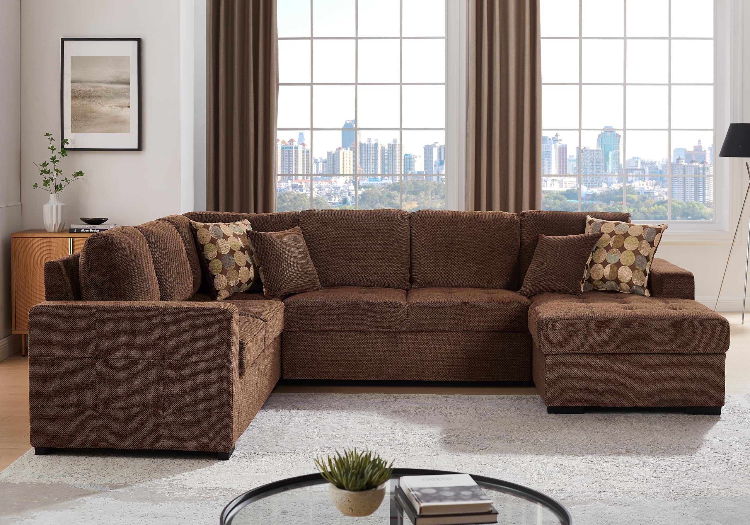 Oversized Sectional Couch with Pull Out Bed