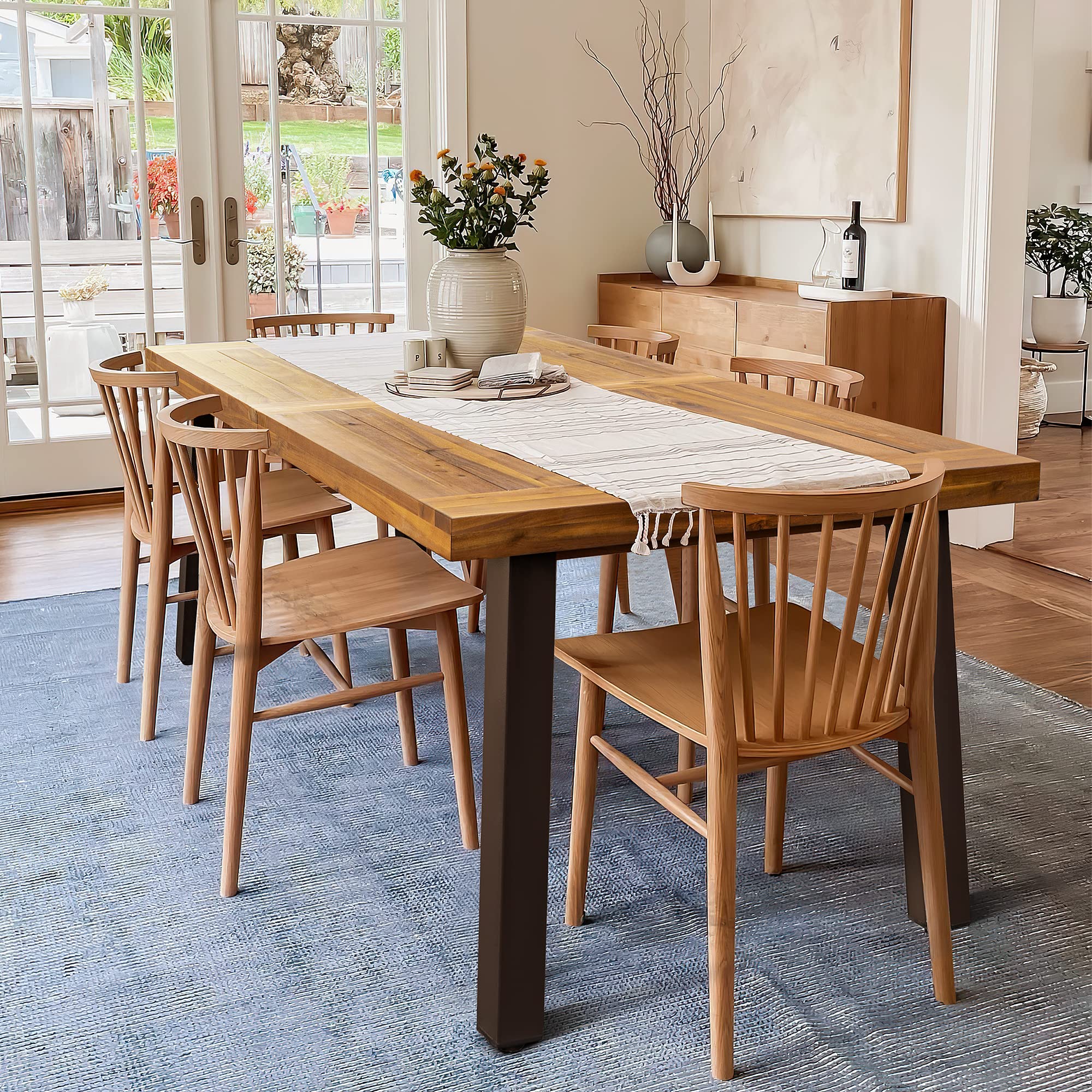 Farmhouse Wood Dining Table with Iron Legs