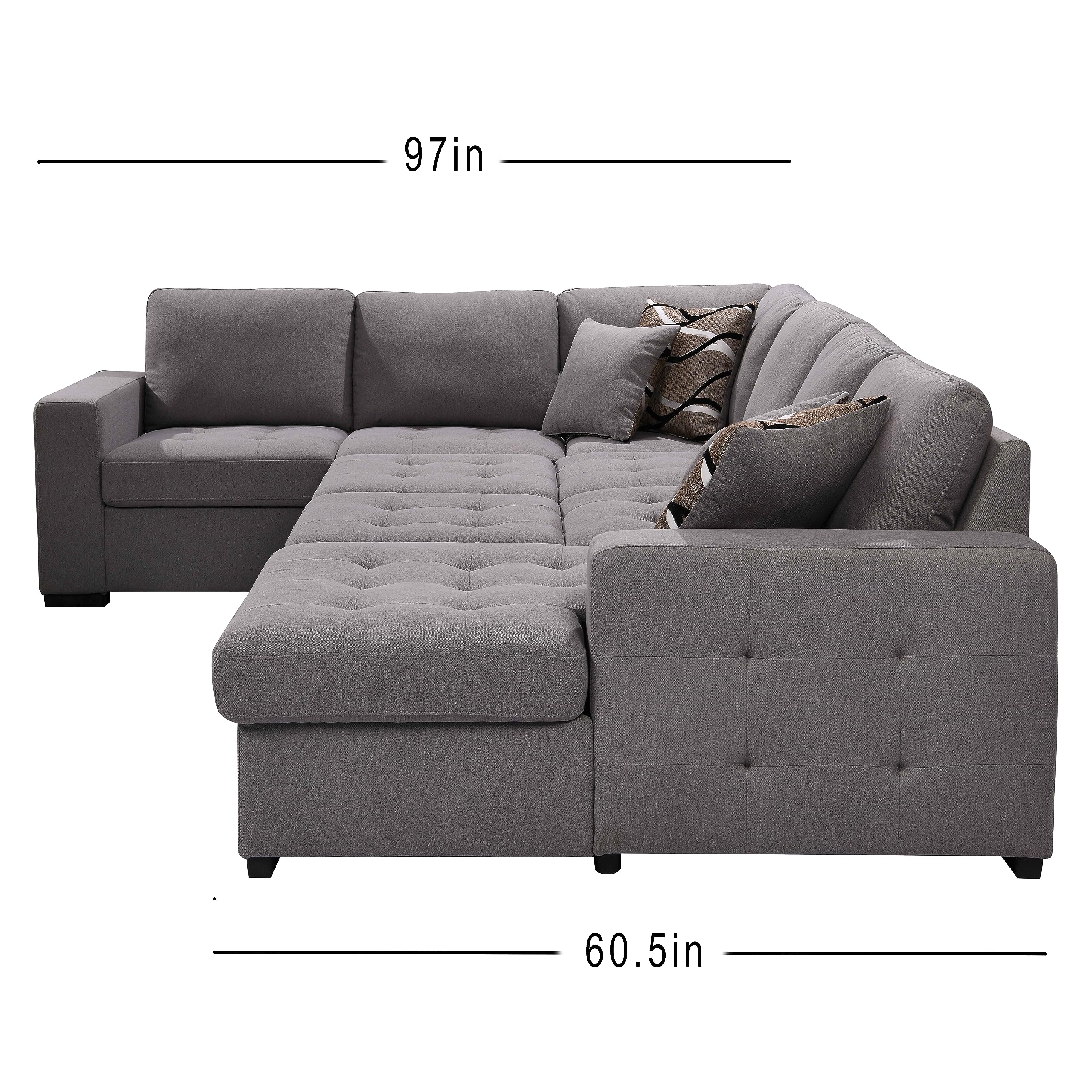 Oversized Sectional Couch with Pull Out Bed