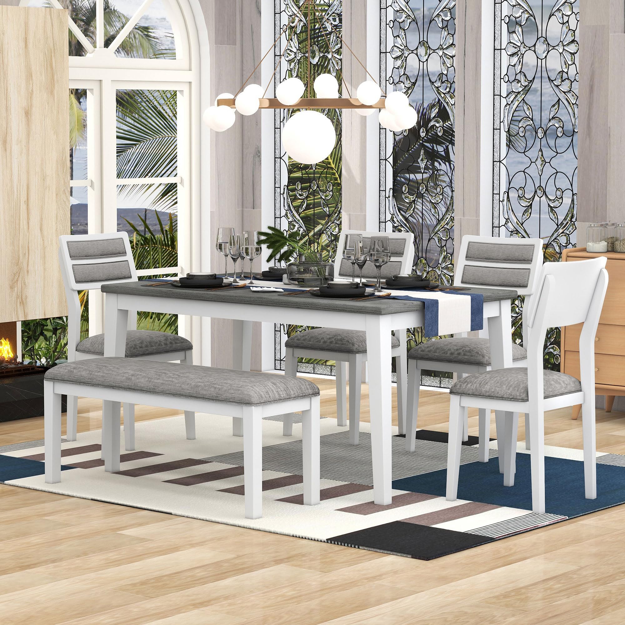 6-Piece Retro Wood Dining Set