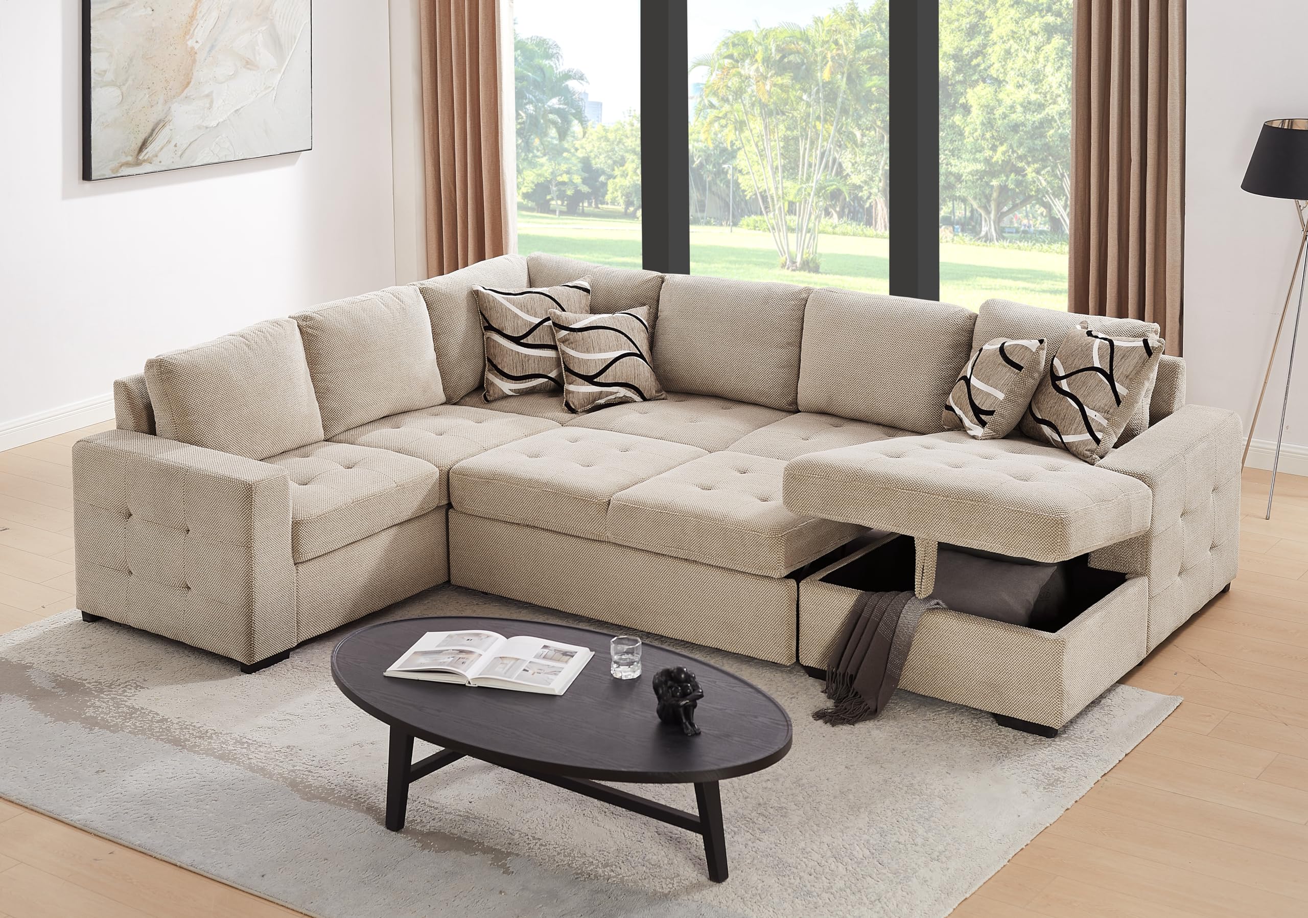 Oversized Sectional Couch with Pull Out Bed