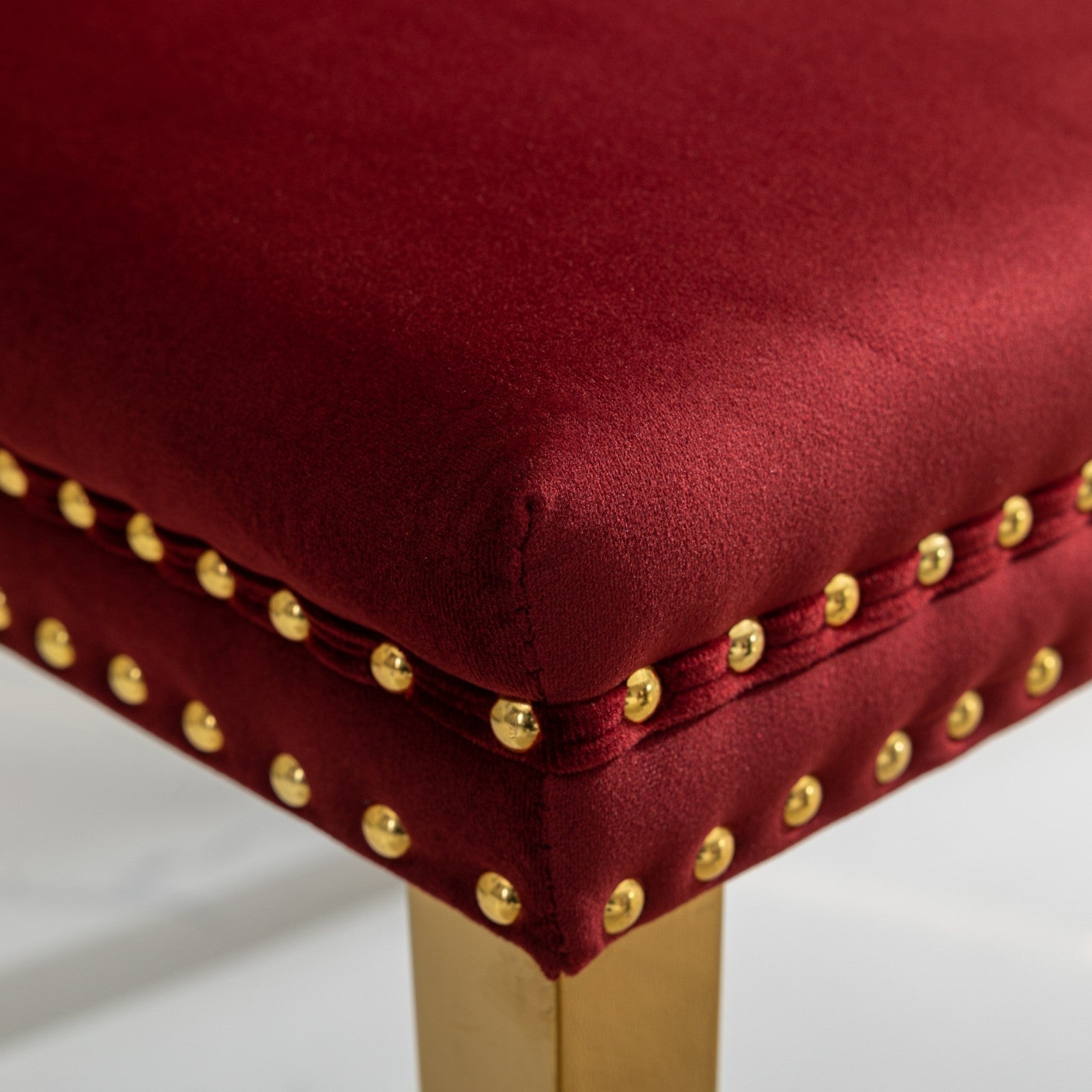 Nikki Collection Modern, High-end Tufted Solid Wood Contemporary Velvet ,Set of 2, Wine Red and Gold