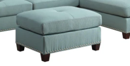 Laurissa Light Teal Linen Ottoman