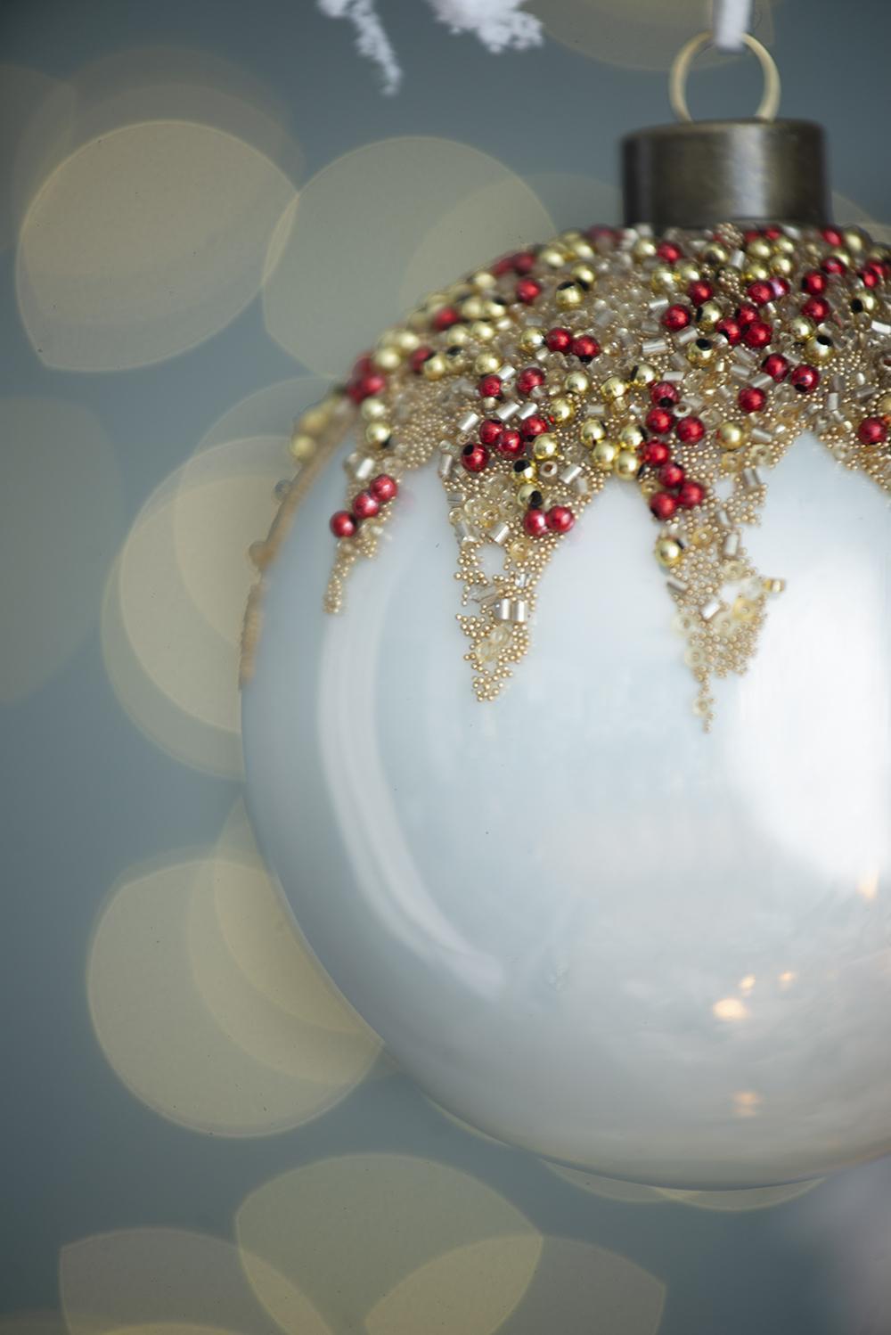 White and Gold Christmas Ball Ornaments, Set of 6