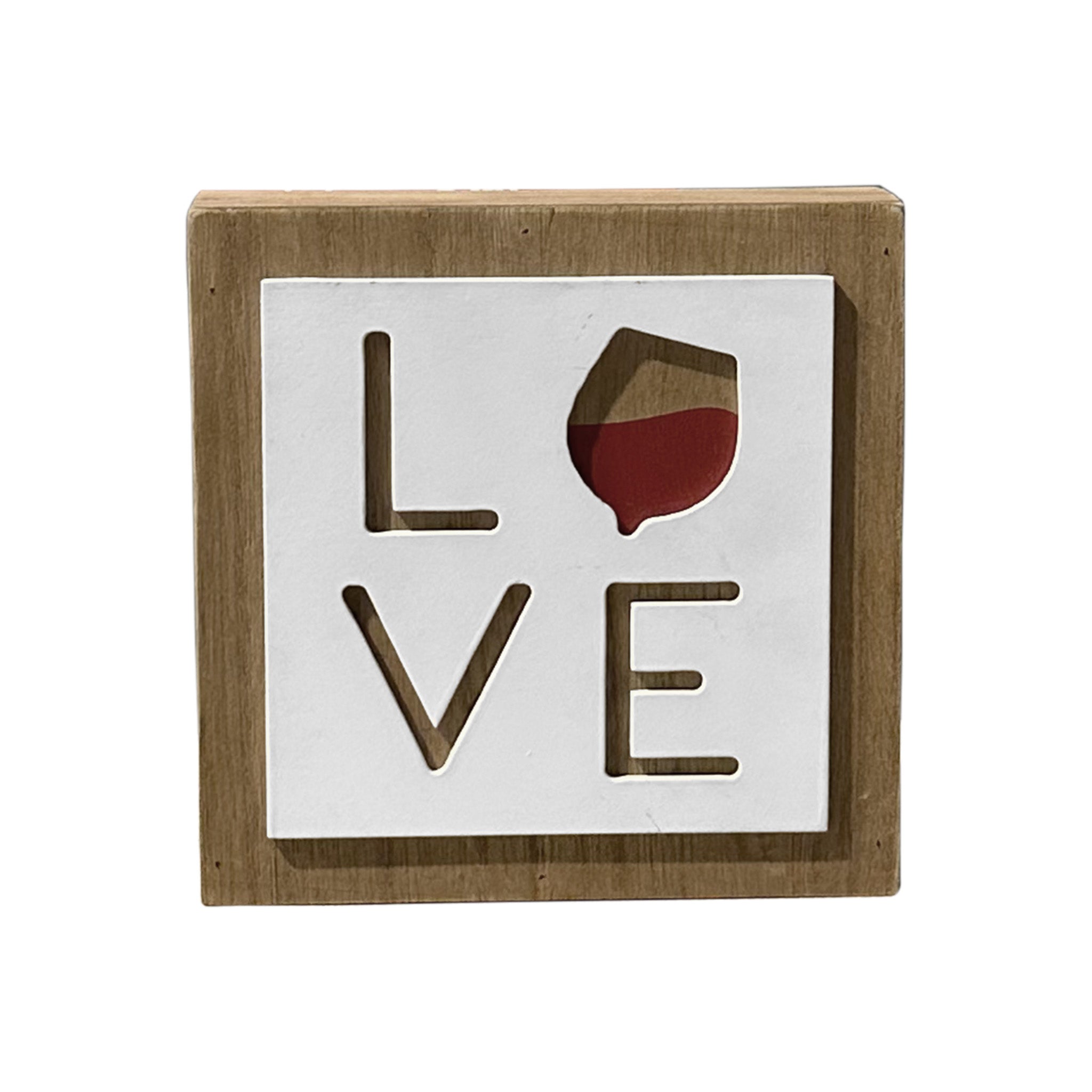 Love Wooden Box Sign with Red Wine，Wooden Block Sign