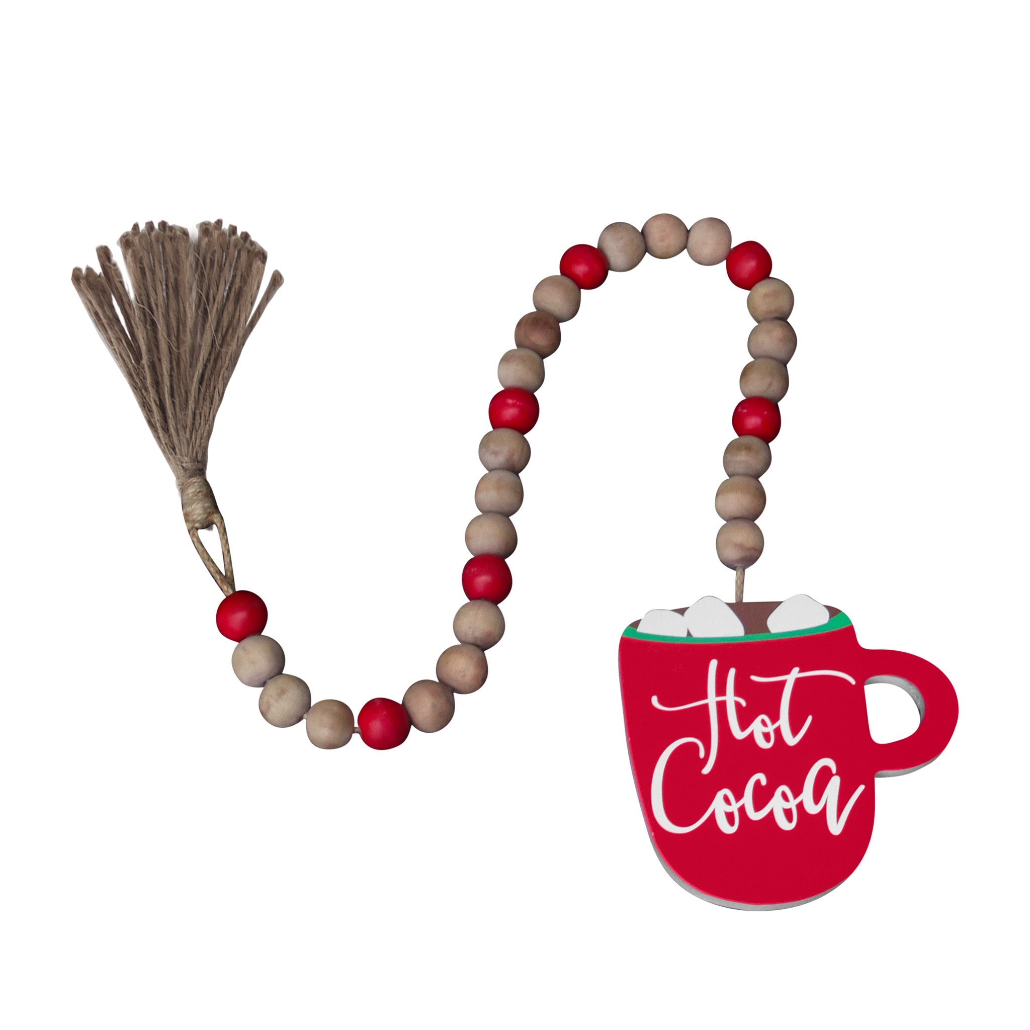 Hot Cocoa Wood Bead Garland with Tassels