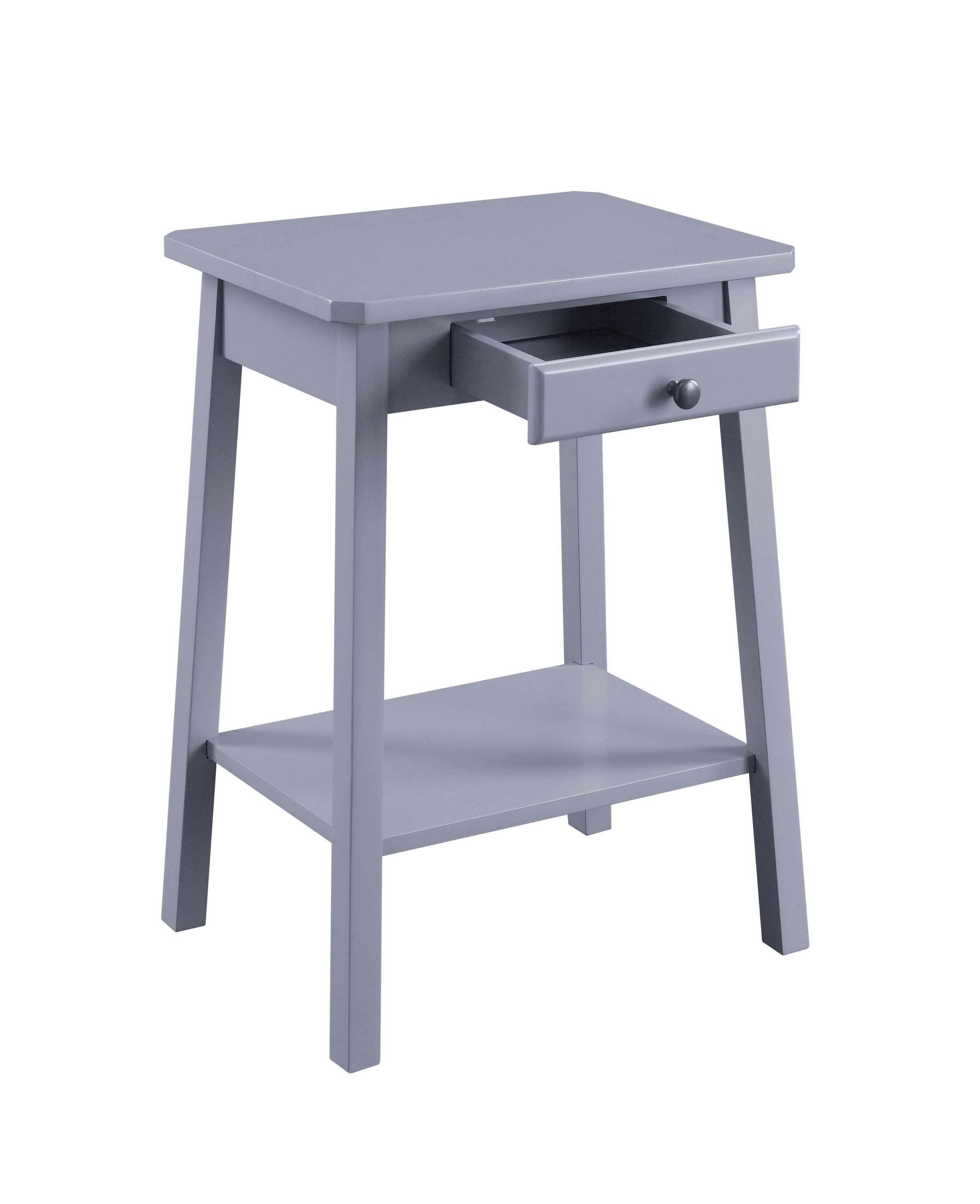 Kaife Gray Accent Table with Display and Utility Function