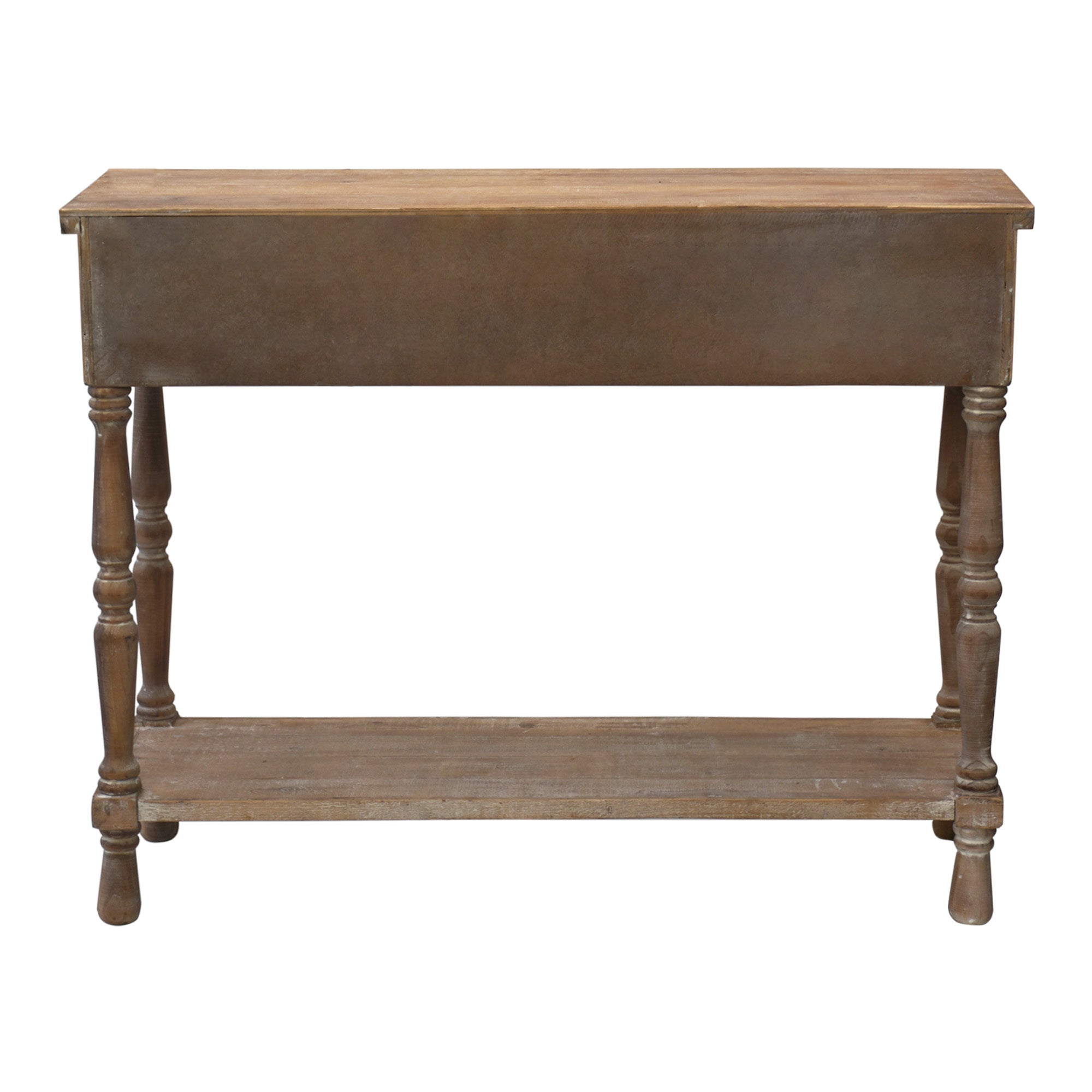 Retro Wood Console Table with 1 Bottom Shelf and 2 Carved Design Drawers, Accent Entryway Table Furniture