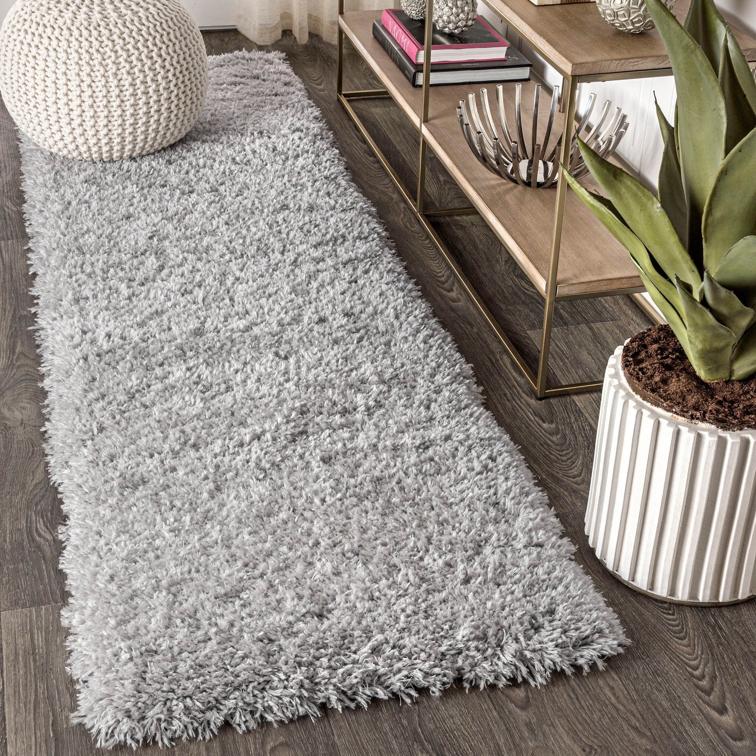 Aydin Solid Plush Shag Runner Rug