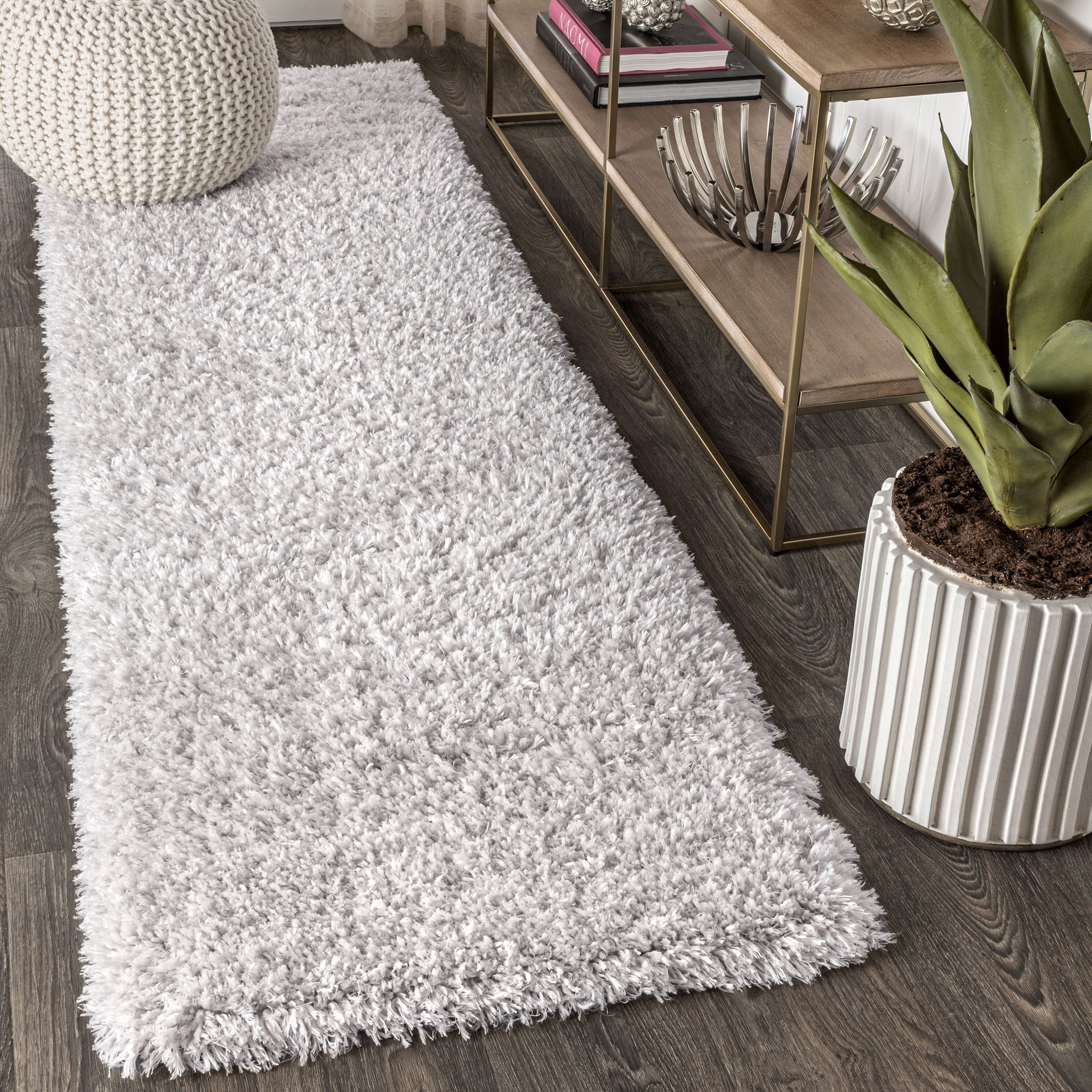 Aydin Solid Plush Shag Runner Rug