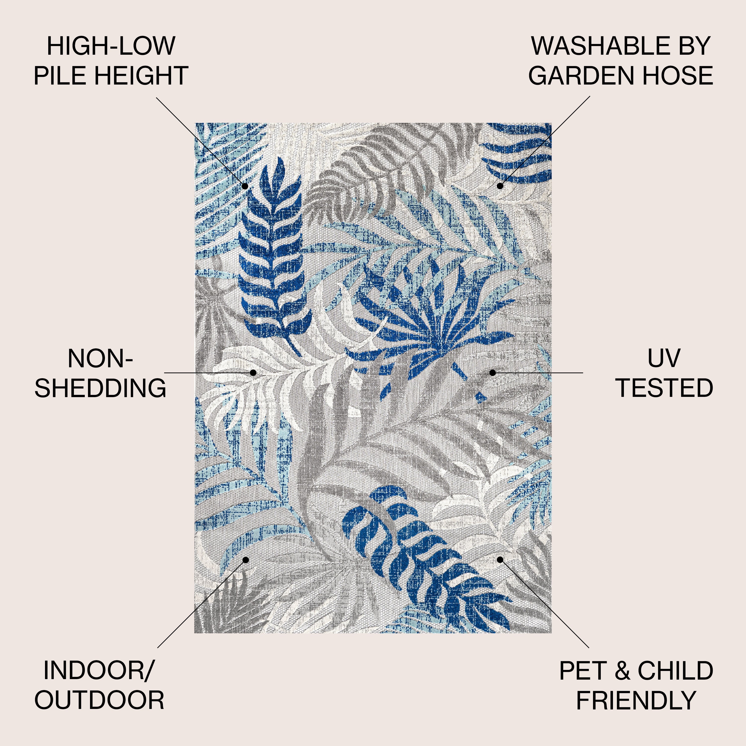 Tropics Palm Leaves Indoor/Outdoor Area Rug