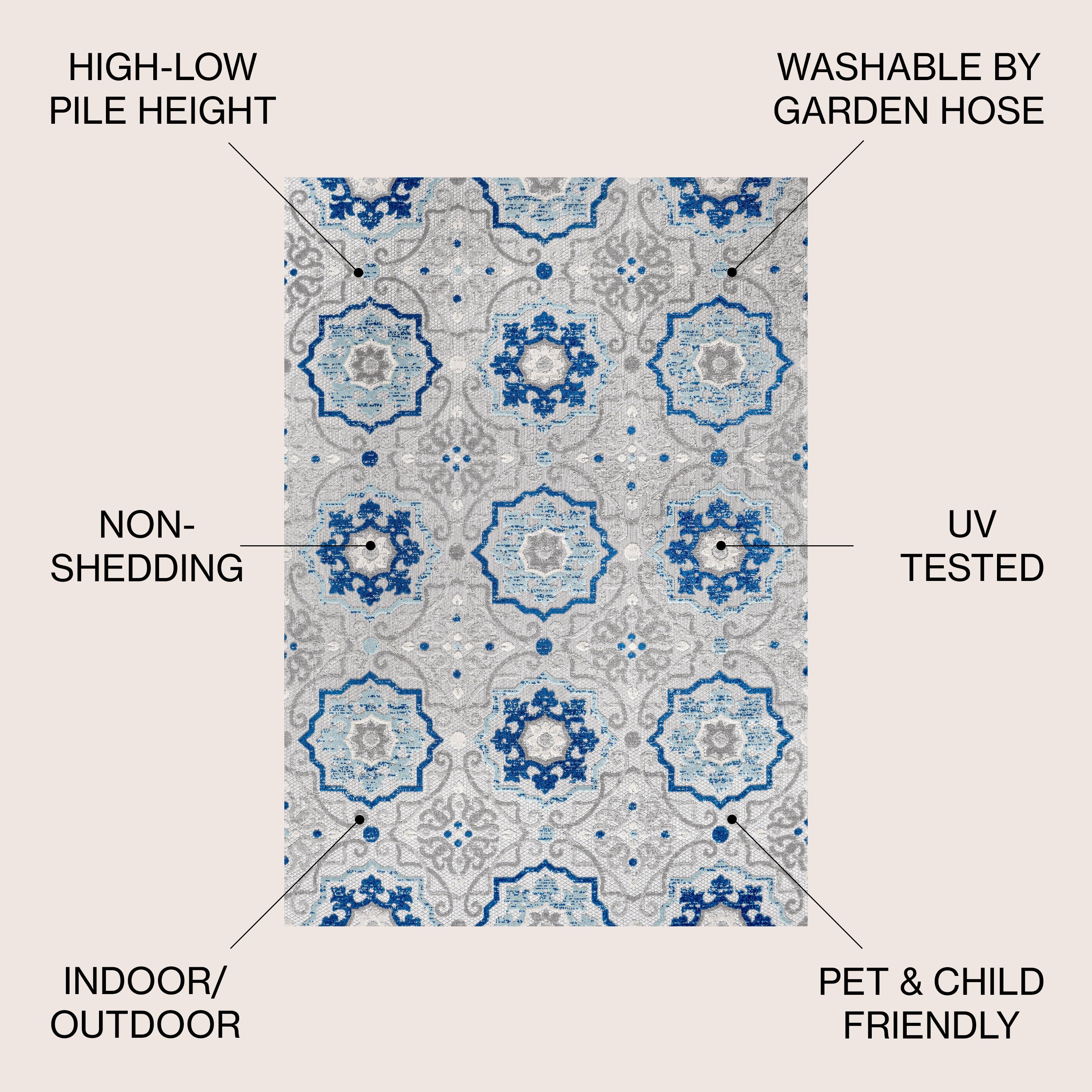 Mediterranean Medallion Indoor/Outdoor Area Rug