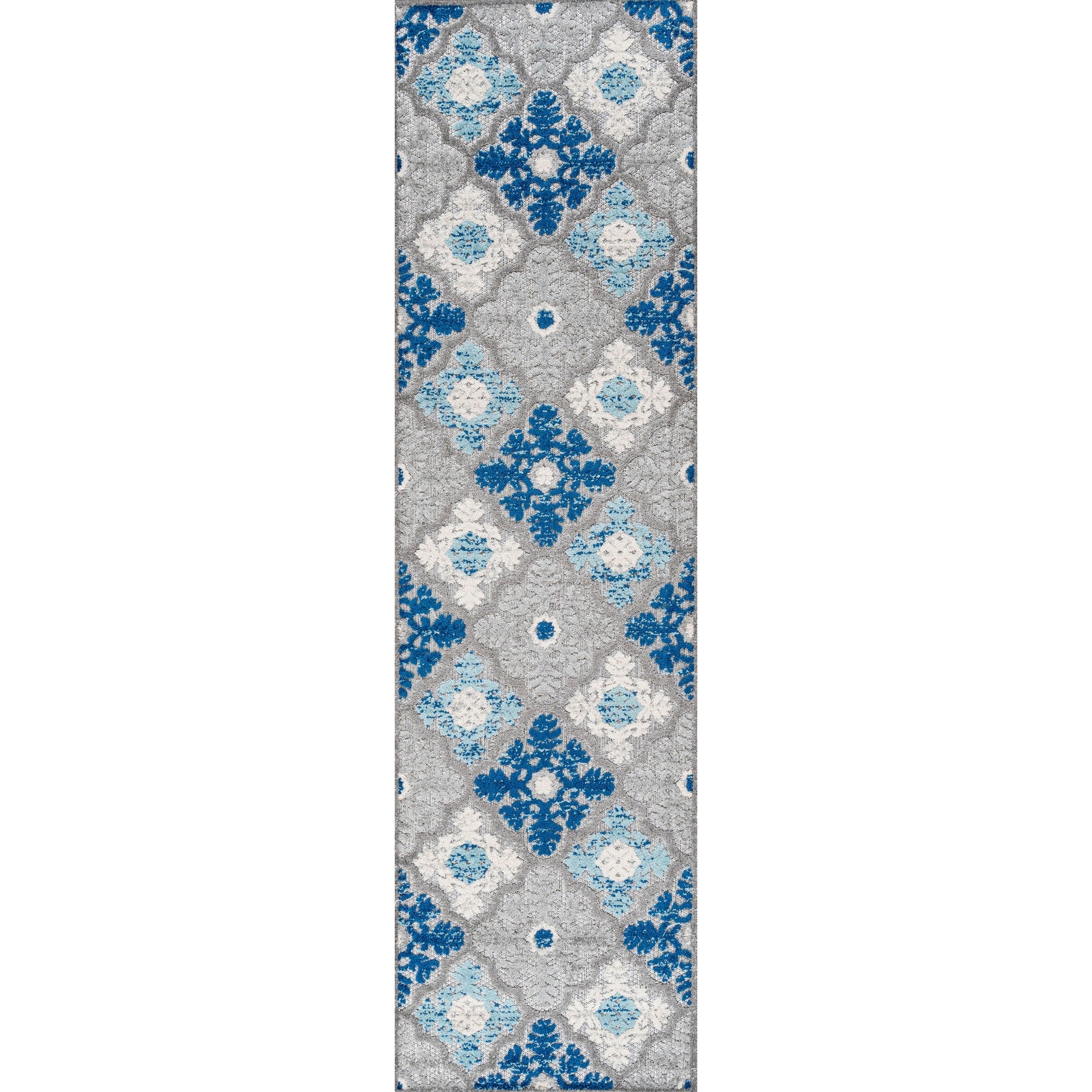 Cassis Ornate Ogee Trellis High-Low Indoor/Outdoor Runner Rug